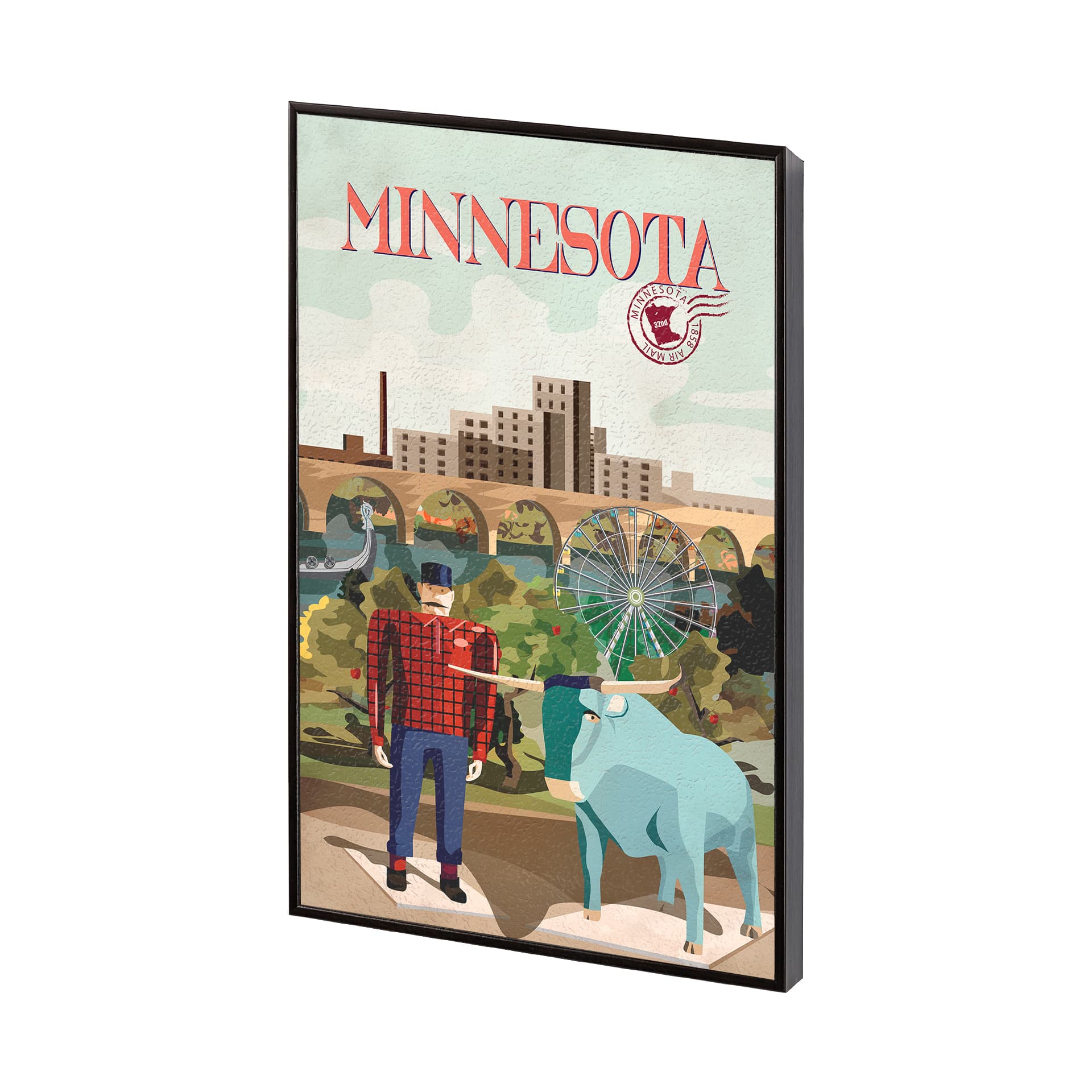 Minnesota Go USA (SM) by Mercana Studio a Hand Embellished Decograph Framed Art Print — product photograph