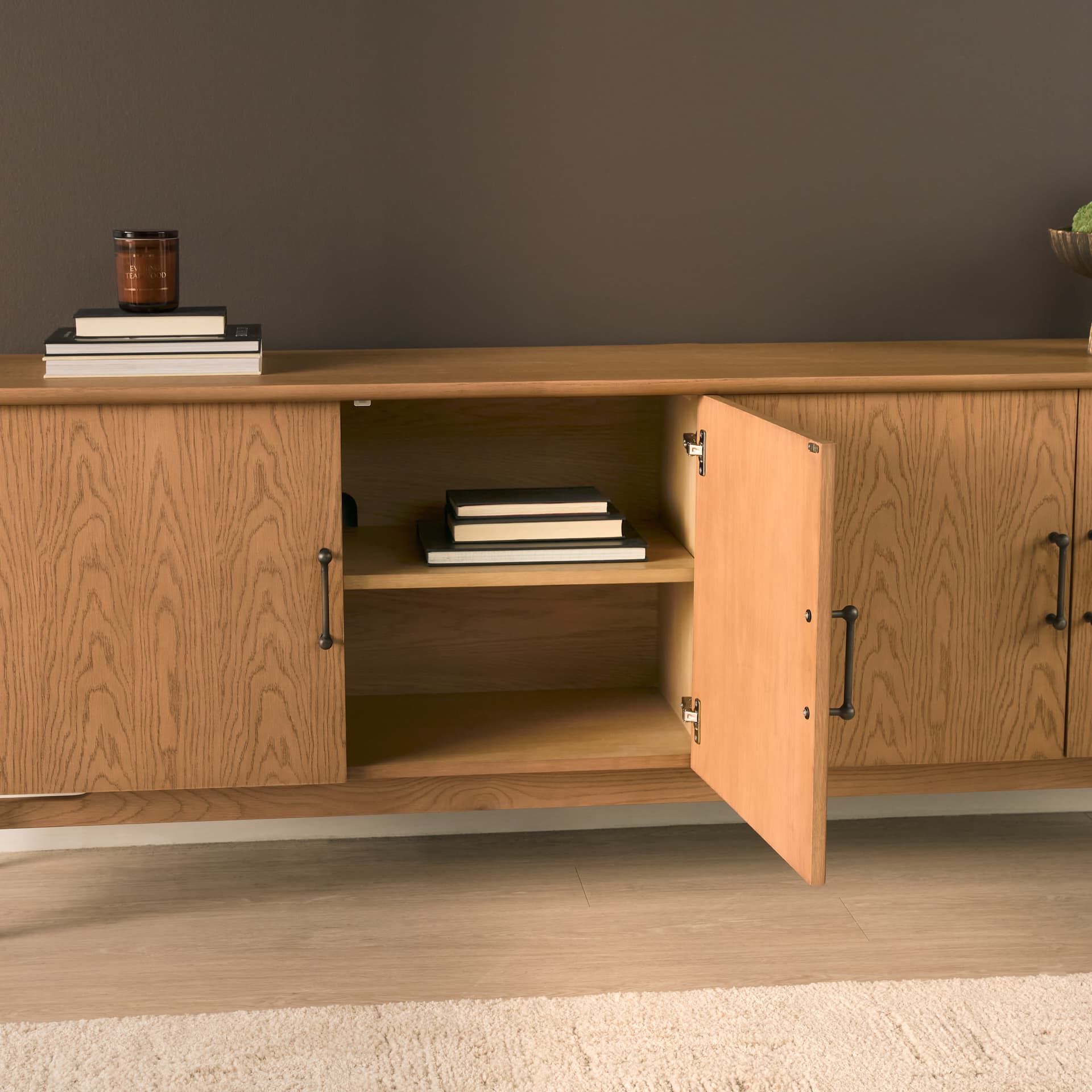 Hollis Warm Brown Wood 4-Door Closed Sideboard — product photograph