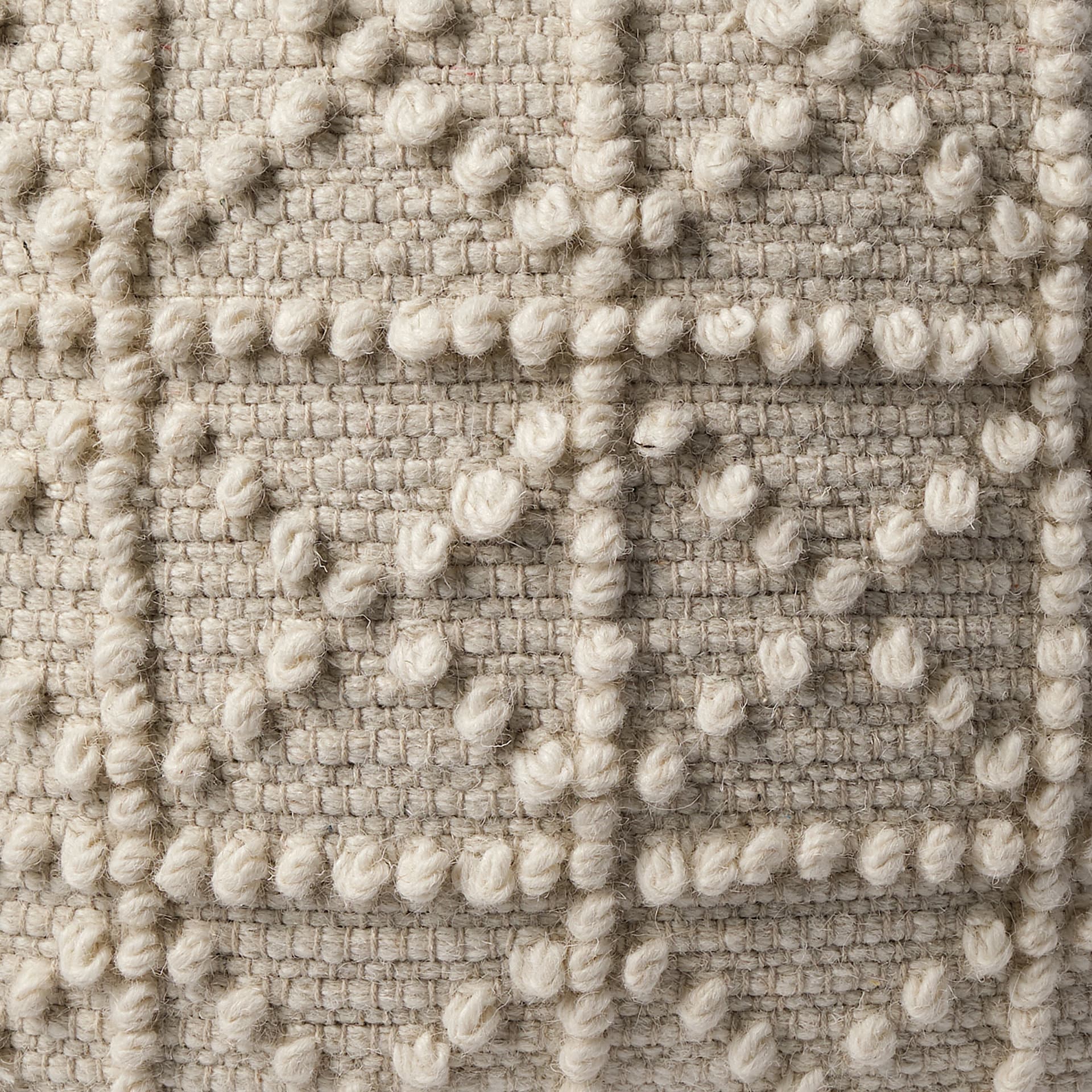 Leroy Square Cream Wool Pouf w/ Popcorn Detail — product photograph