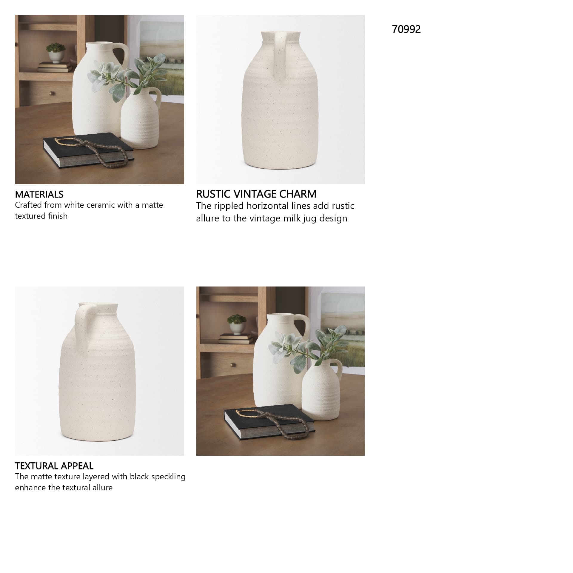 Tyrus Large Textured Matte White w/ Speckling Ceramic Vase — in a styled room