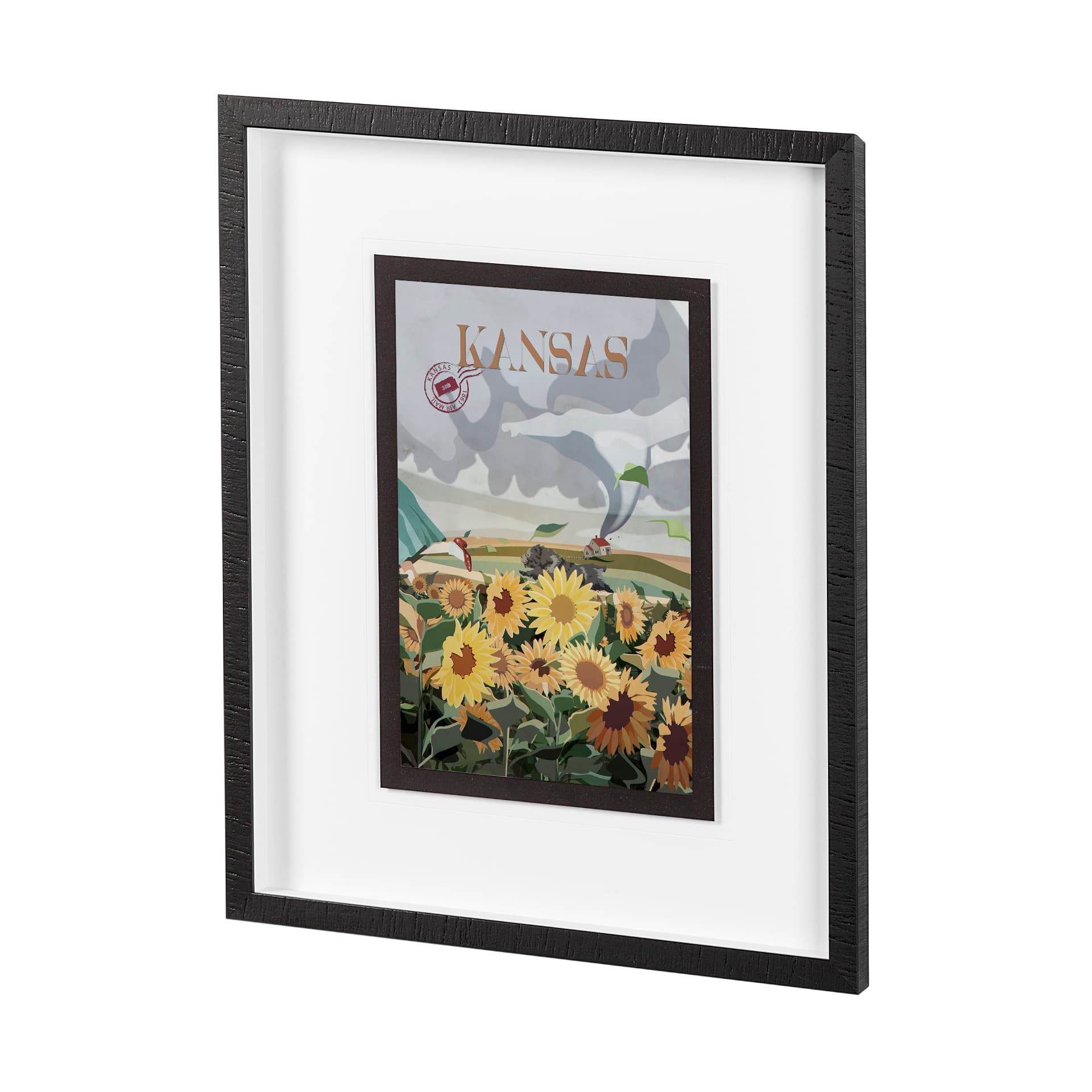 Kansas Go USA (M) by Mercana Studio a Framed Art Print Matted under Glass — product photograph