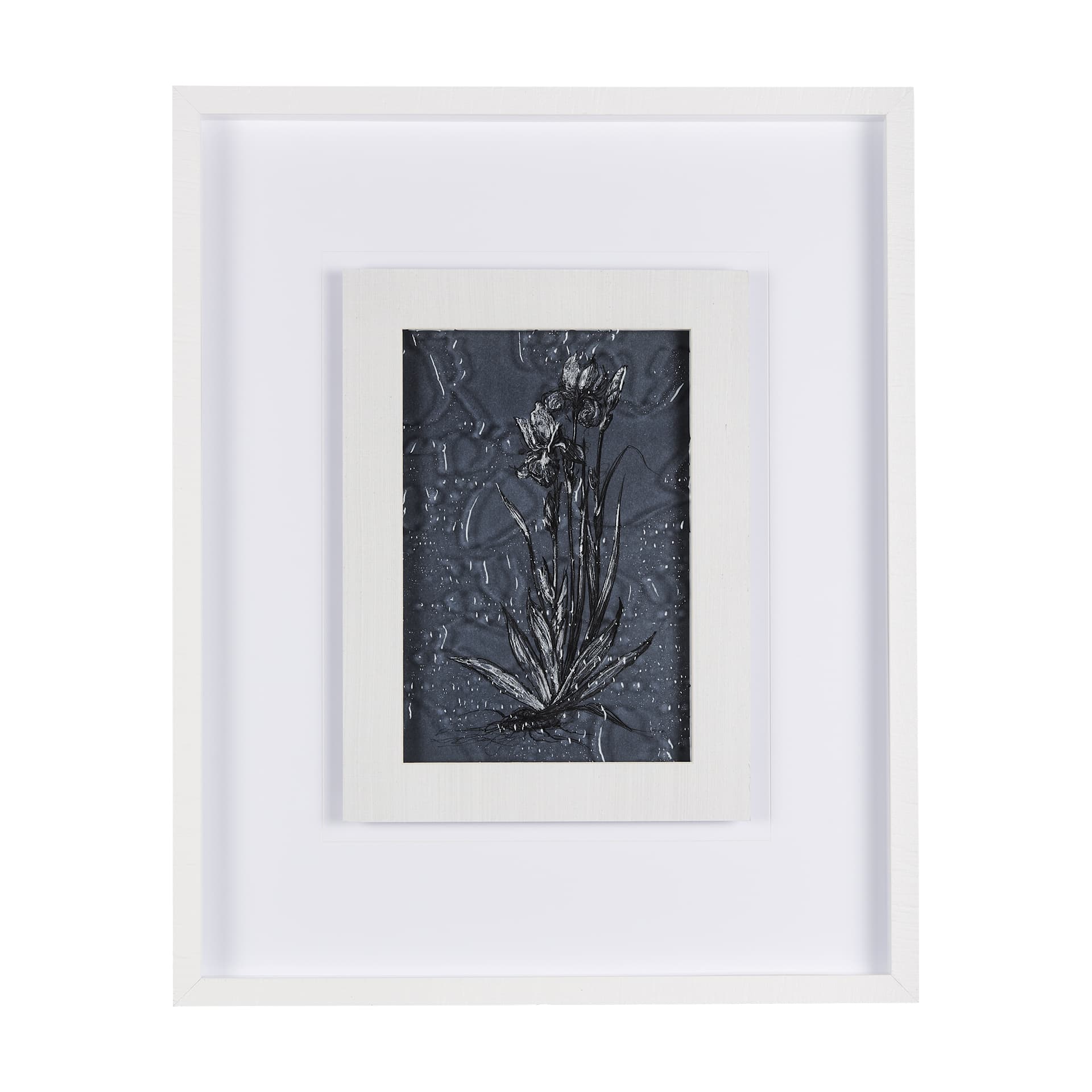 Botanical sketches IV (Blue) by Mercana Studio Hand Embellished Framed Art Print Matted under Glass — product photograph
