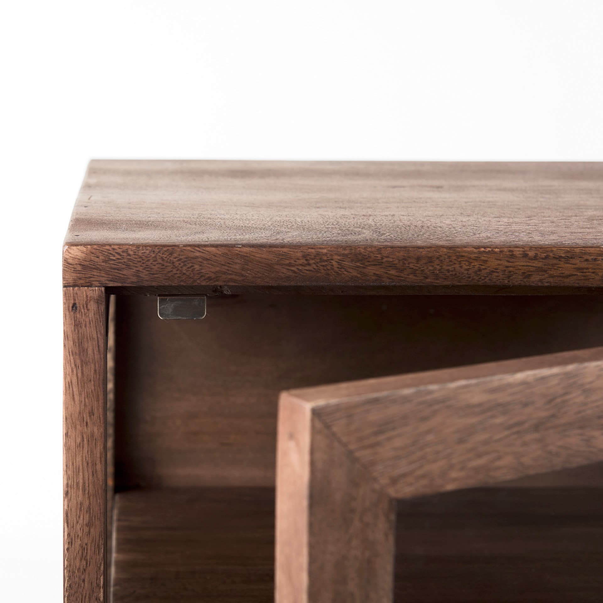 Arelius 20L x 18W x 26H Medium Brown Wood W/ Black Metal Frame End/Side Table — product photograph