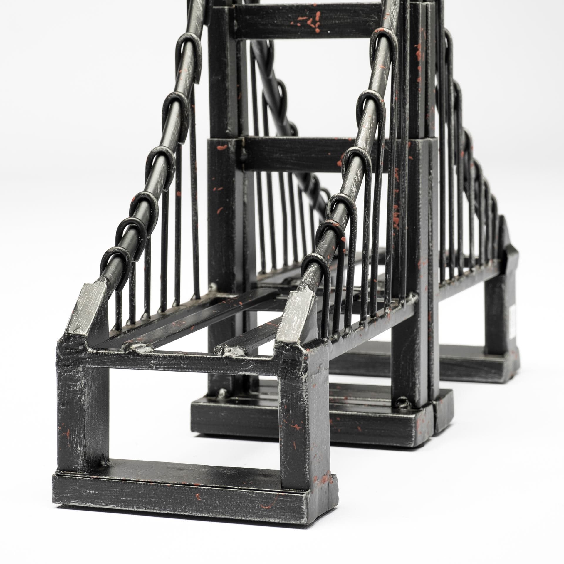 Suspension Set of 2 19L x 4W Brown Wrought Iron Suspension Bridge Bookends — product photograph