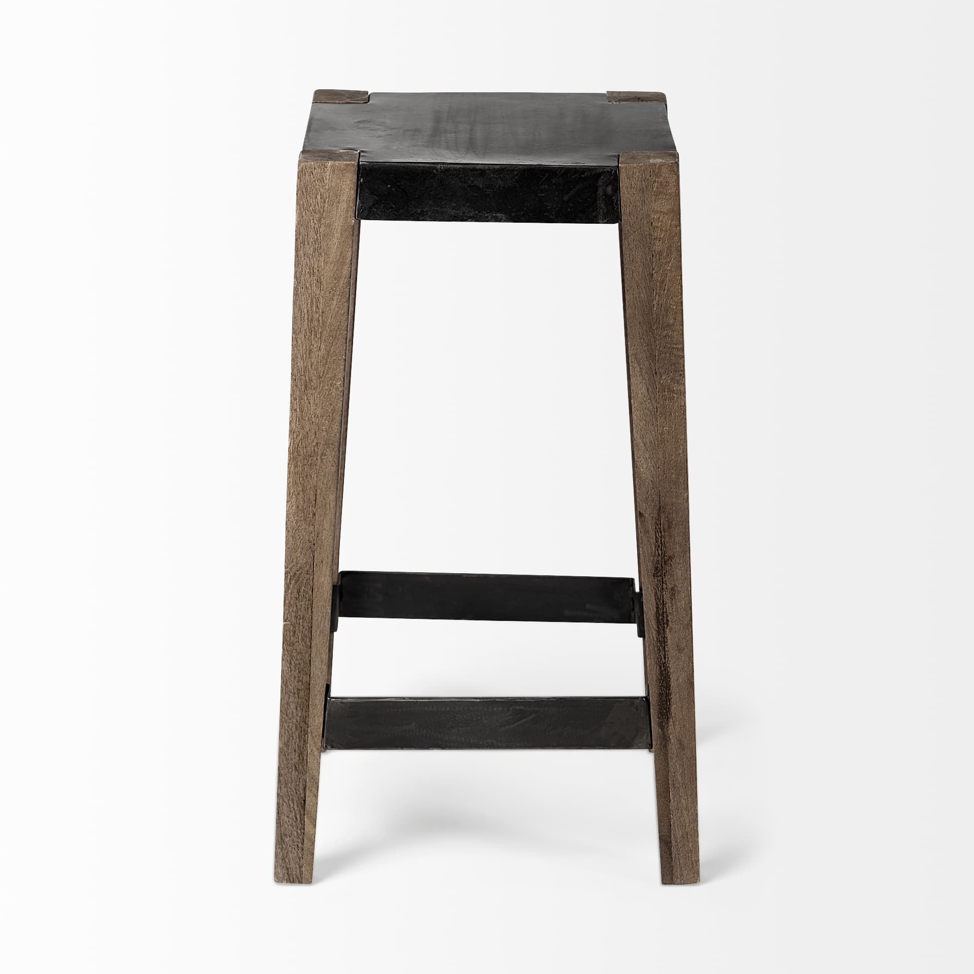 Nell Backless 26in Seat Counter Stool | Black Metal w/ Wood — product photograph