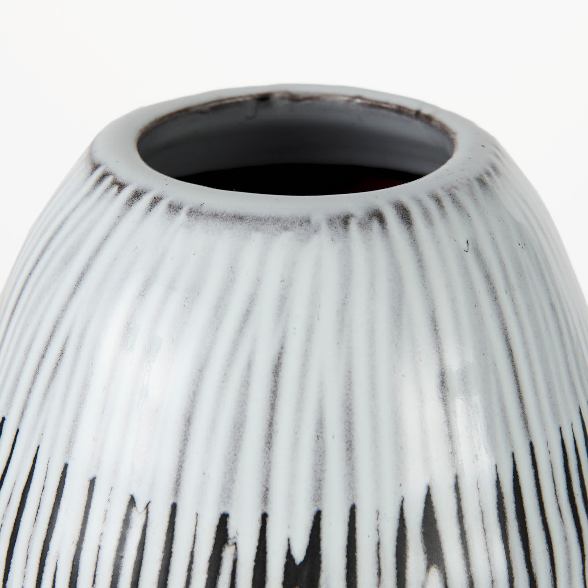 Tanami II Short Dark Brown/White Glazed Ceramic Vase — product photograph