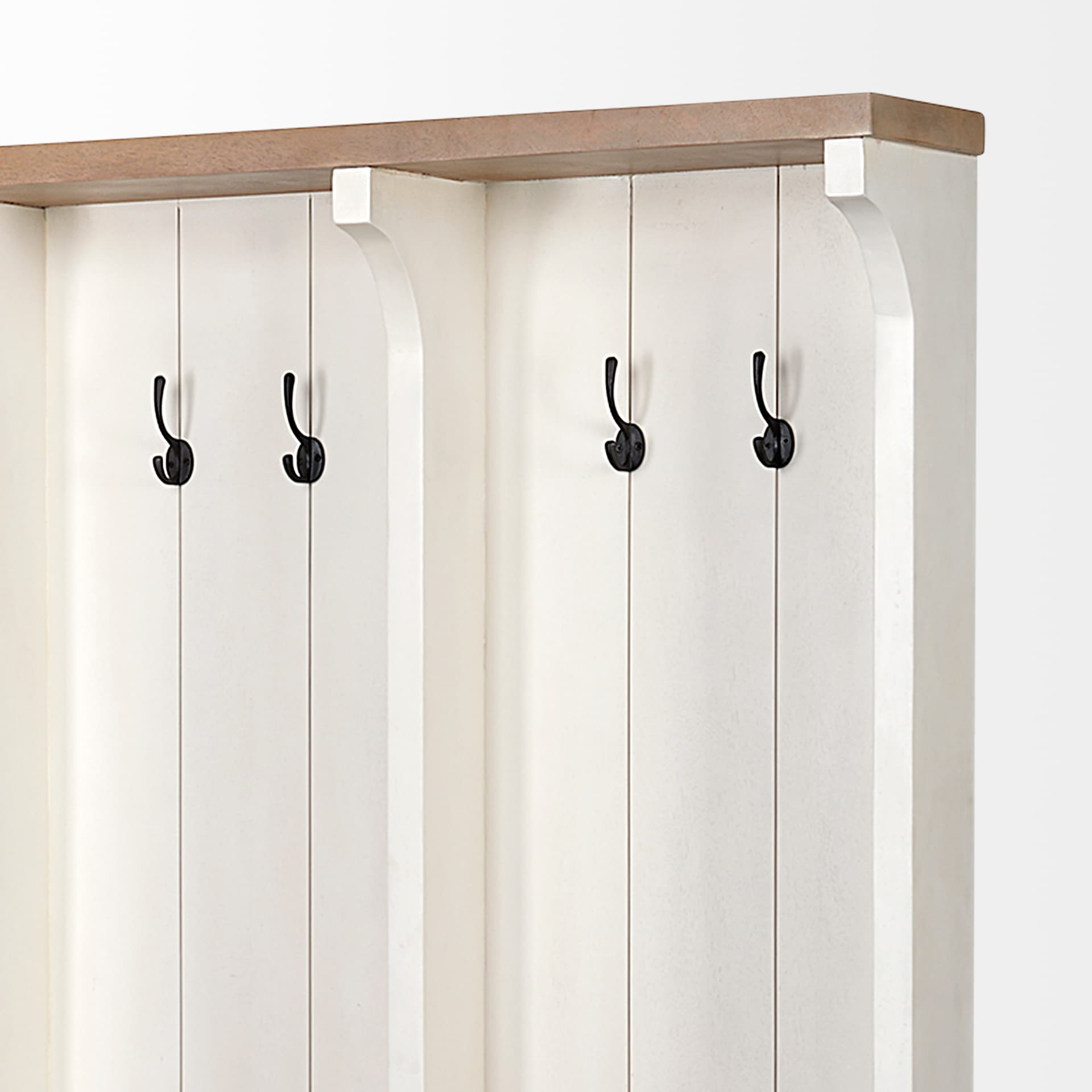 Fairview IV 61L x 17W White And Brown Wood With Storage Hall Tree — product photograph