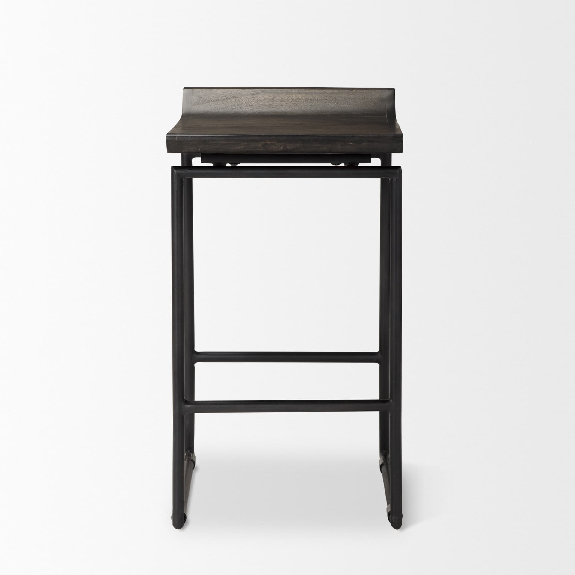Givens Low Back 26in Seat Counter Stool | Black Wood w/ Black Metal — product photograph