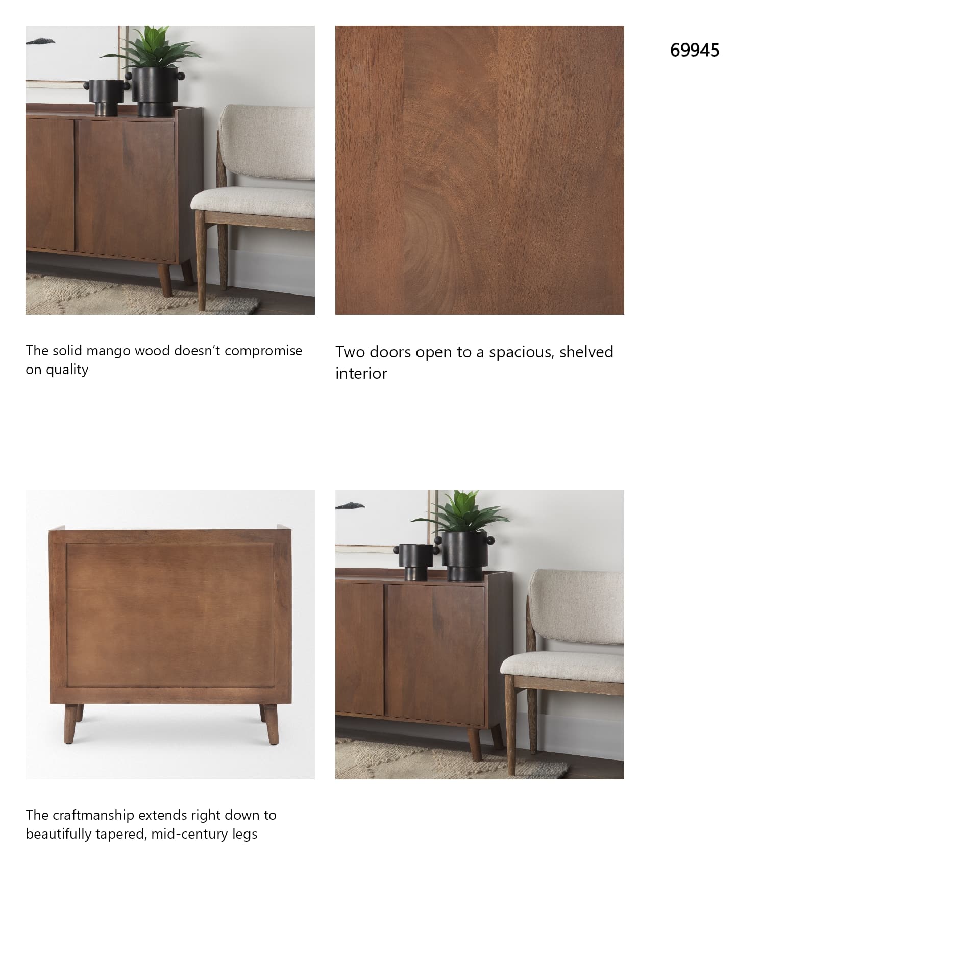 Lillie 36.0L x 16.0W x 32.0H Medium Brown Wood 2 Door Tray Top Accent Cabinet — in a styled room