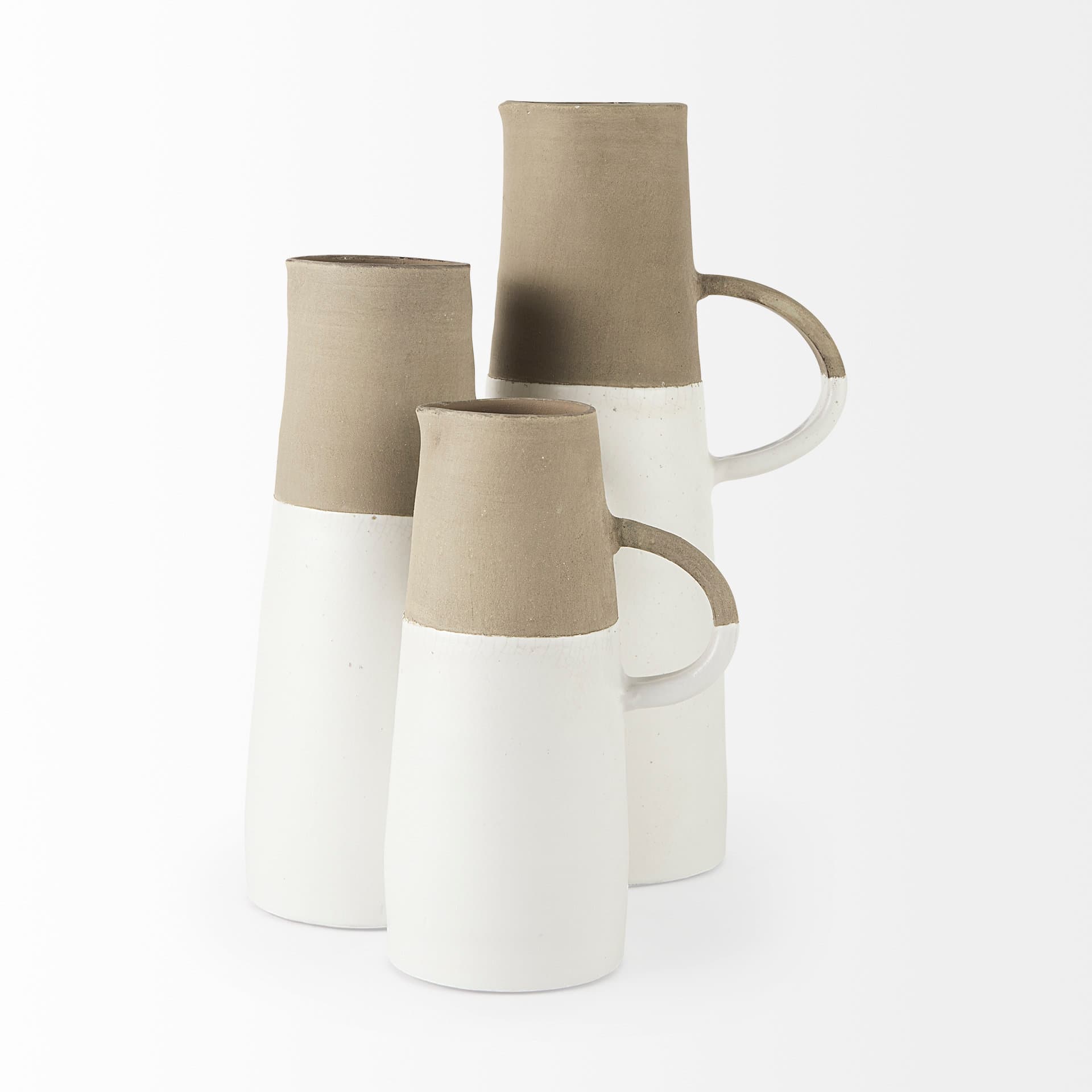 Garand Small 13H Two-Toned White Natural Ceramic Jug — product photograph