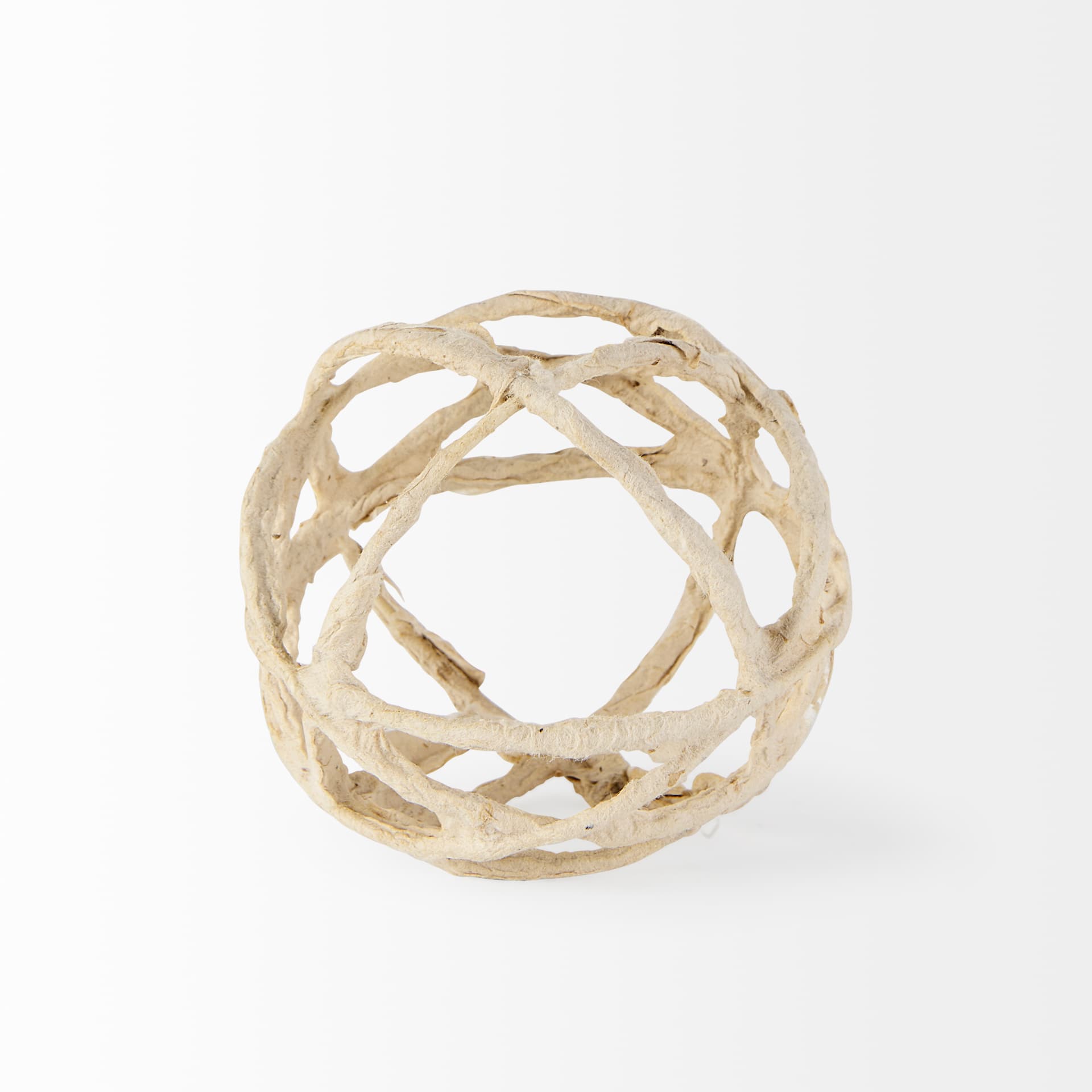 Kali 4.5L x 4.5W x 4.5H Small Beige Decorative Metal and Paper Object — product photograph