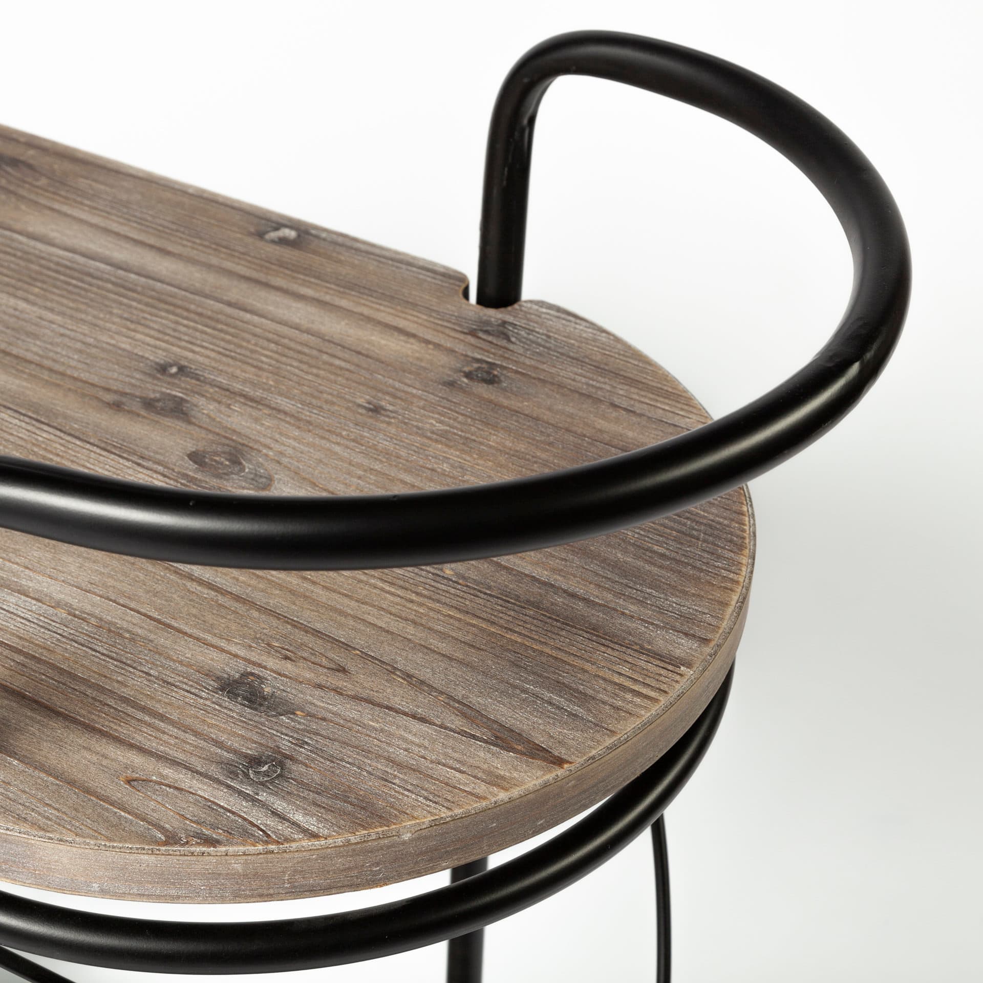Marlon Black Metal Frame Two Tier Shelves w/Stemware holder Bar Cart — product photograph