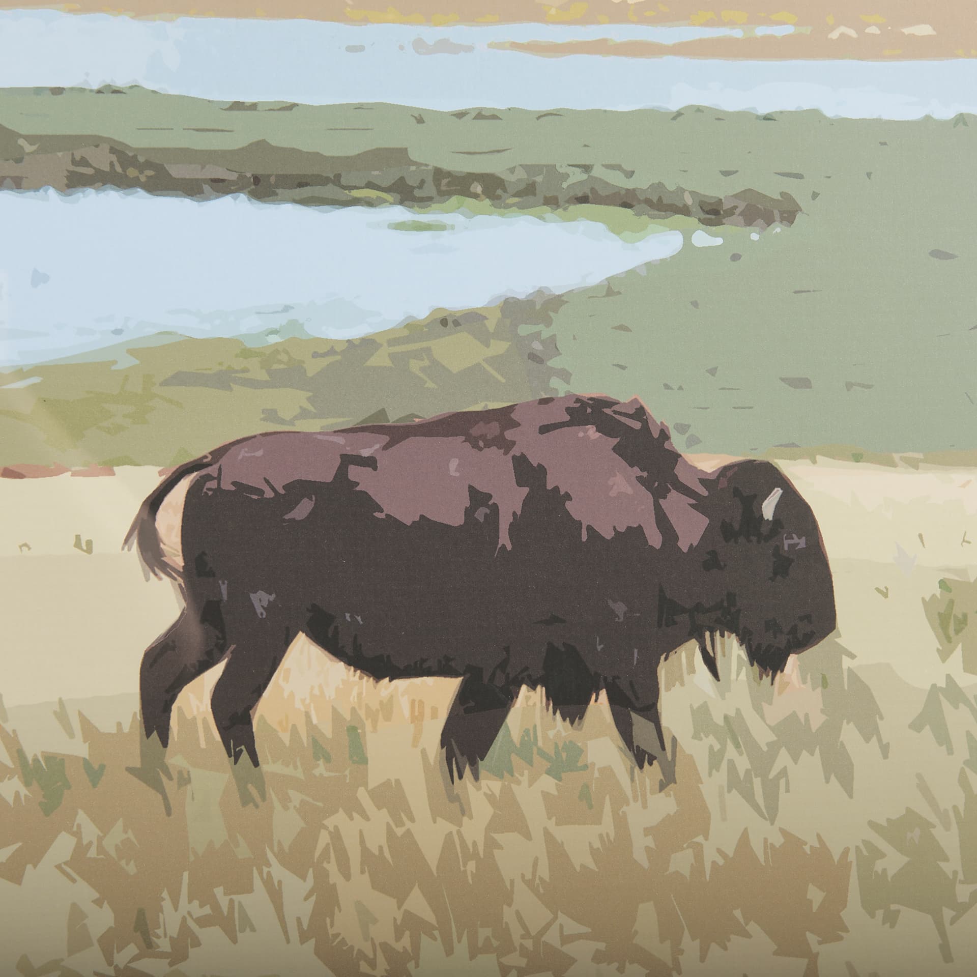 National Park - Yellowstone by Mercana Studio a Framed Art Print Matted under Glass — product photograph
