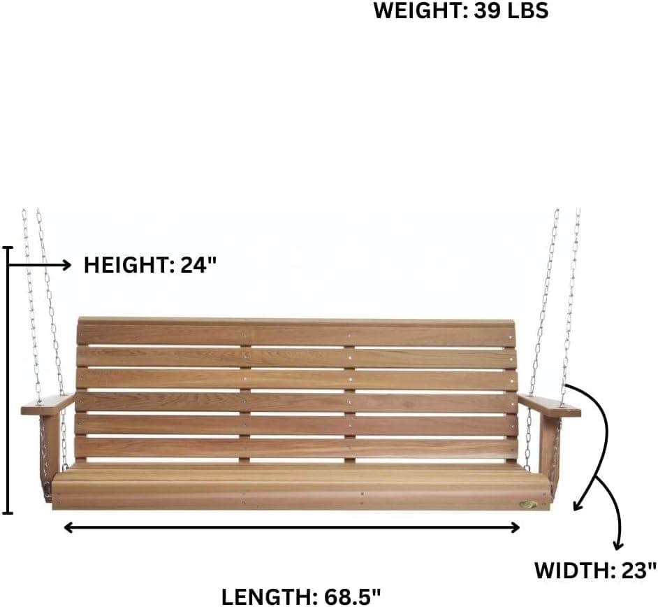 5-ft Cedar Porch Swing with Comfort Springs PS60-SW10 — product photograph