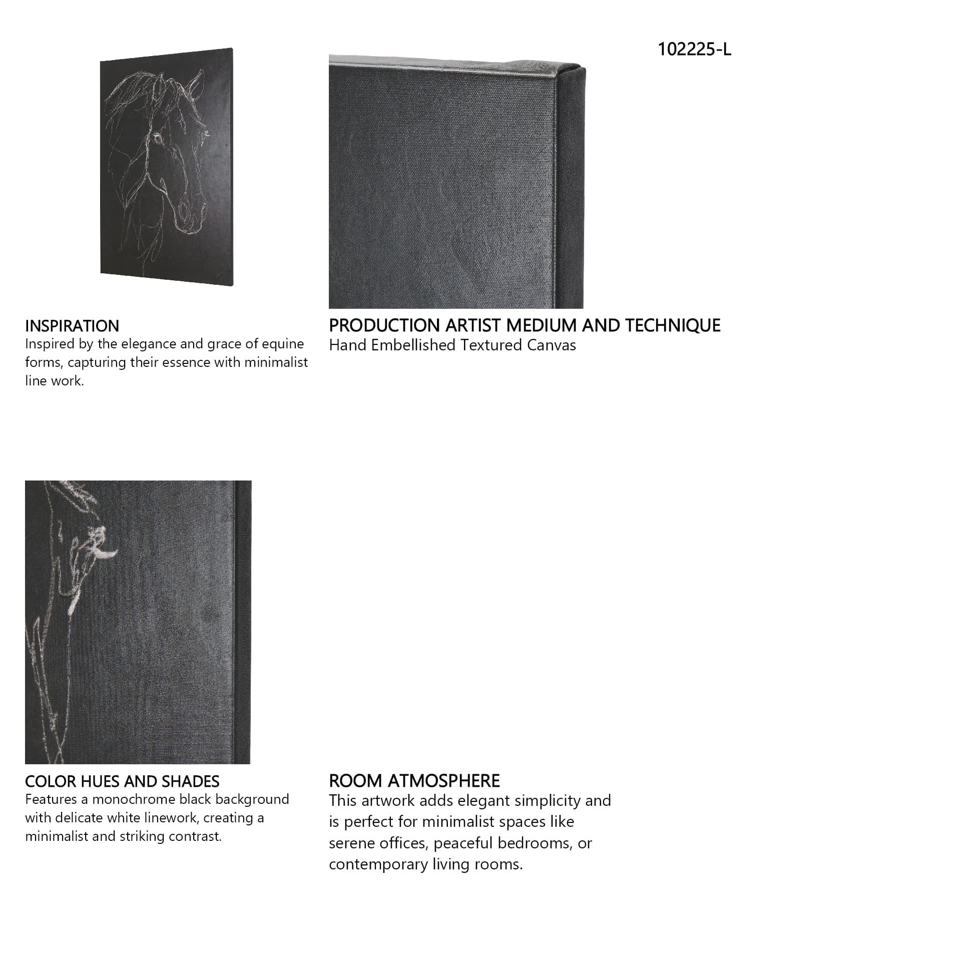Thoroughbred Dark III by Mercana Studio a Hand Embellished Textured Canvas — in a styled room
