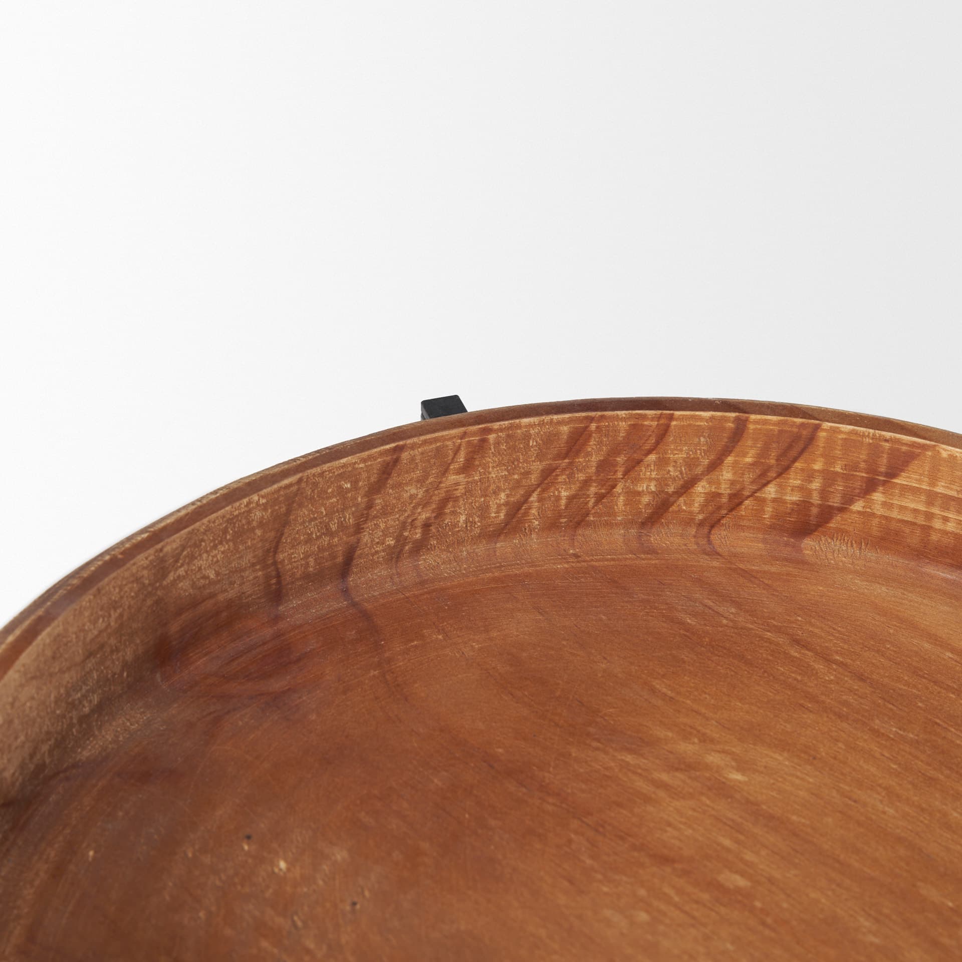 Wally Round Medium Brown Wood w/ Matte Black Metal Stand Trays — product photograph