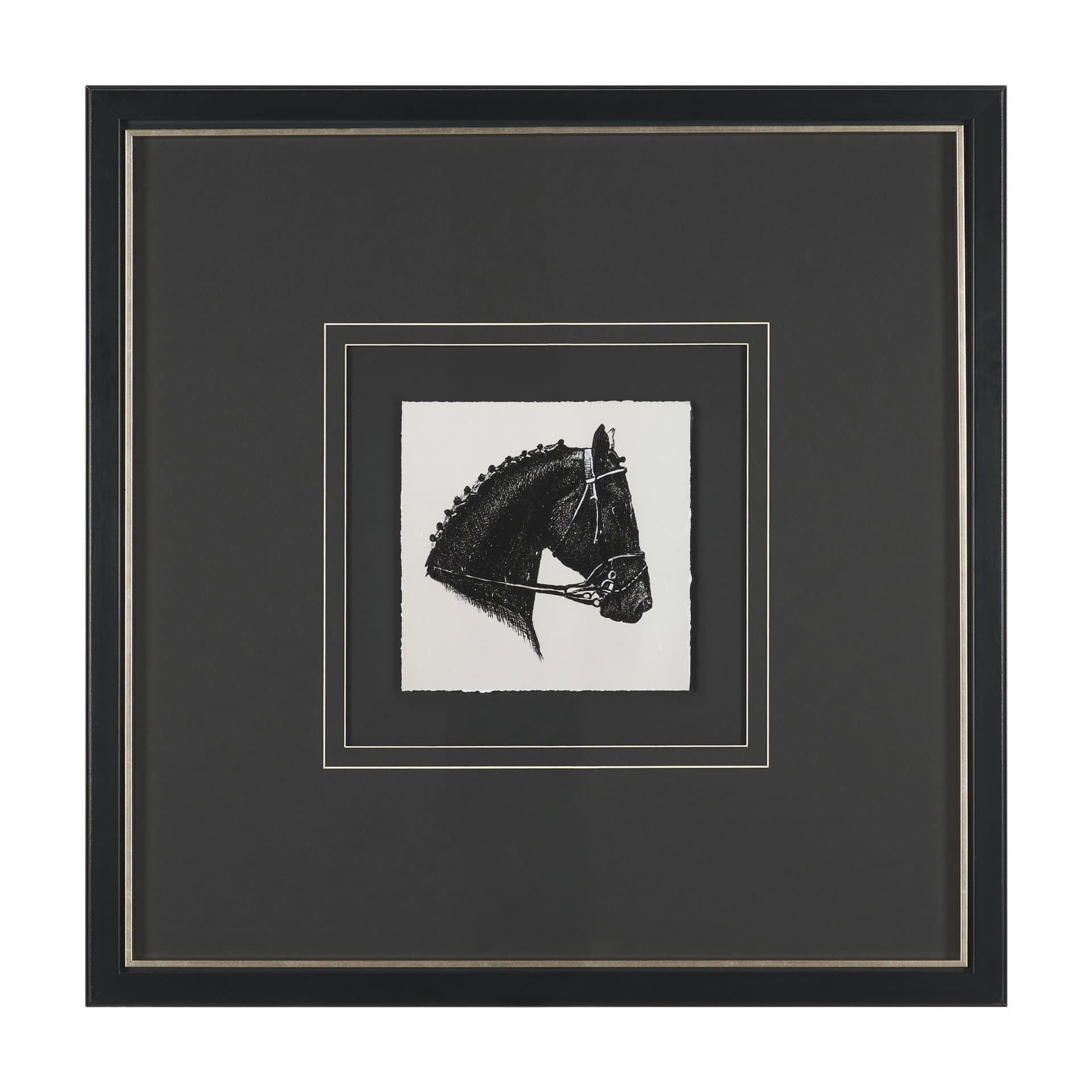 Equestrian Etching IV by Mercana Studio Hand-Embellished Textured Framed Artwork Matted under Glass — product photograph