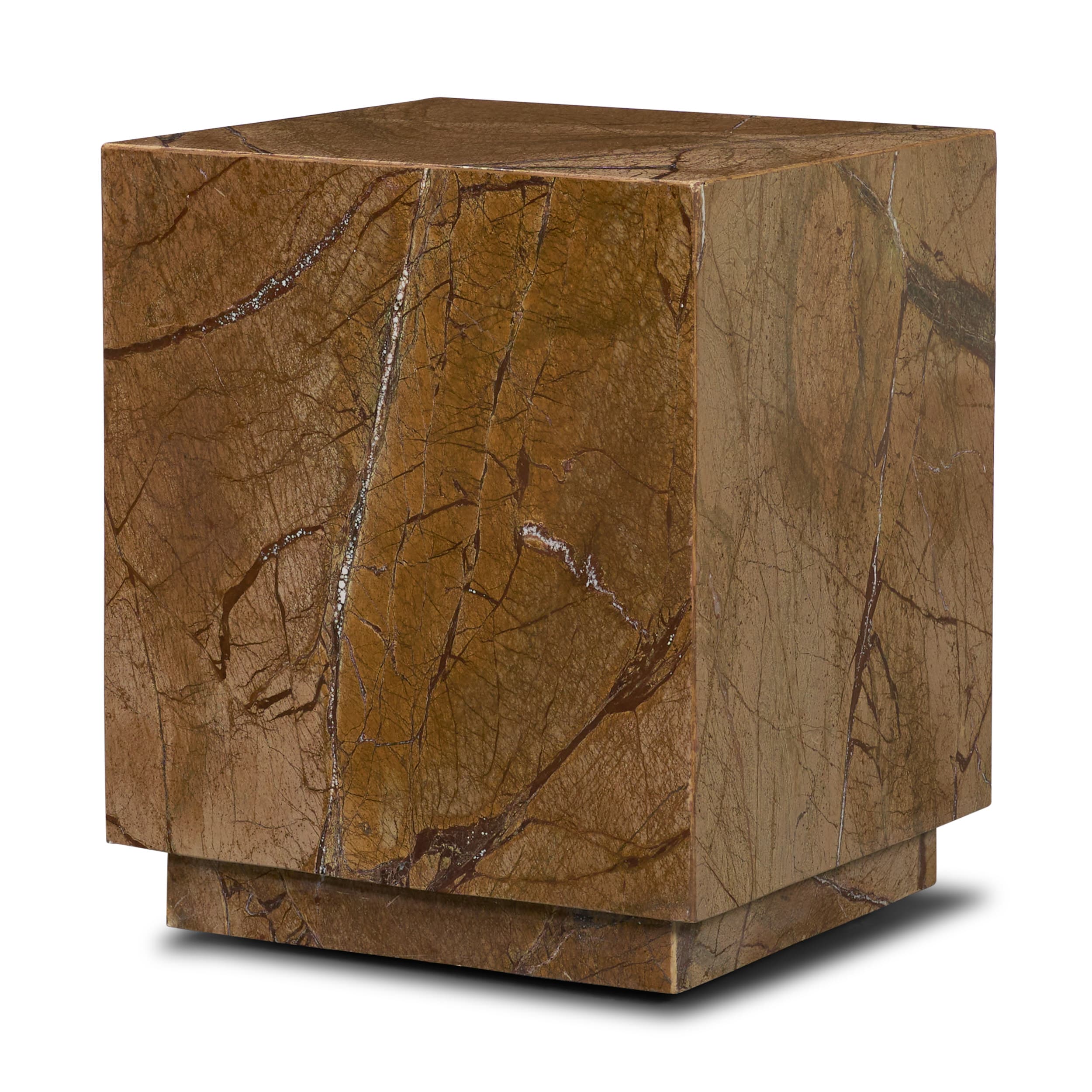 Matteo Solid Rainforest Rust Marble Square Side Table — product photograph
