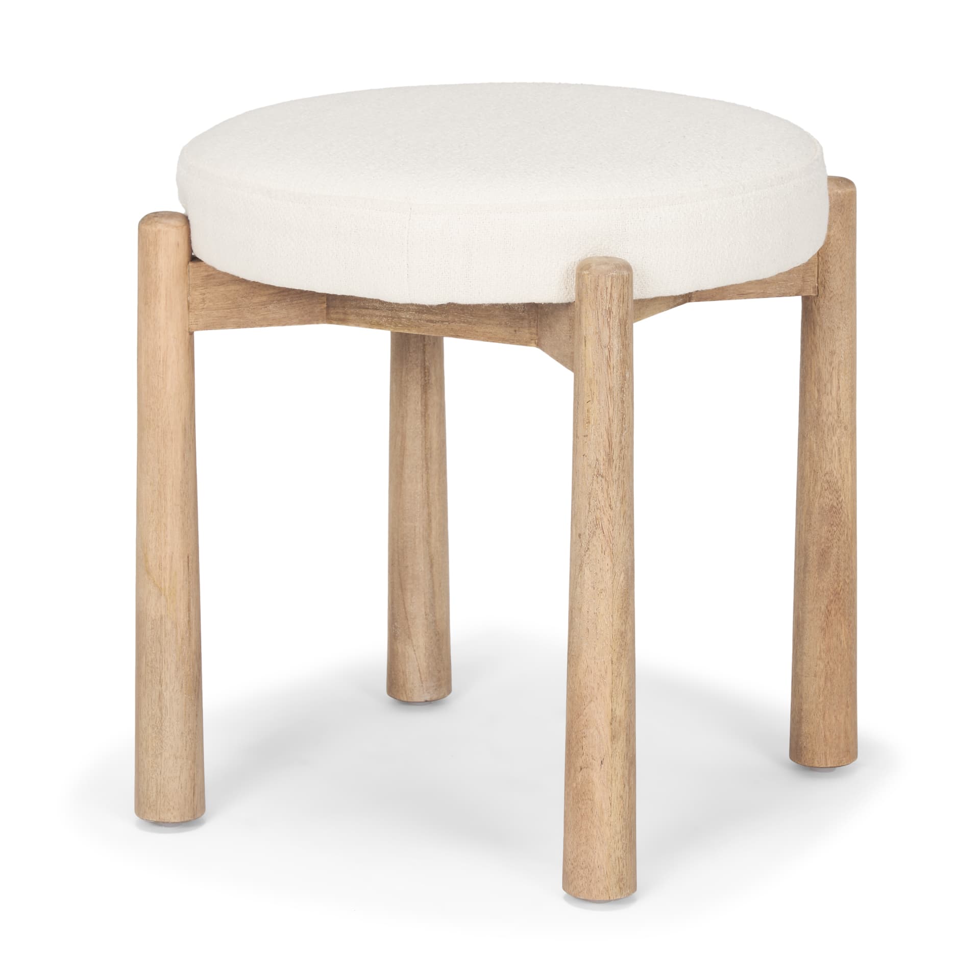 Shaiden Brown Wood w/ Cream Fabric Stool — product photograph