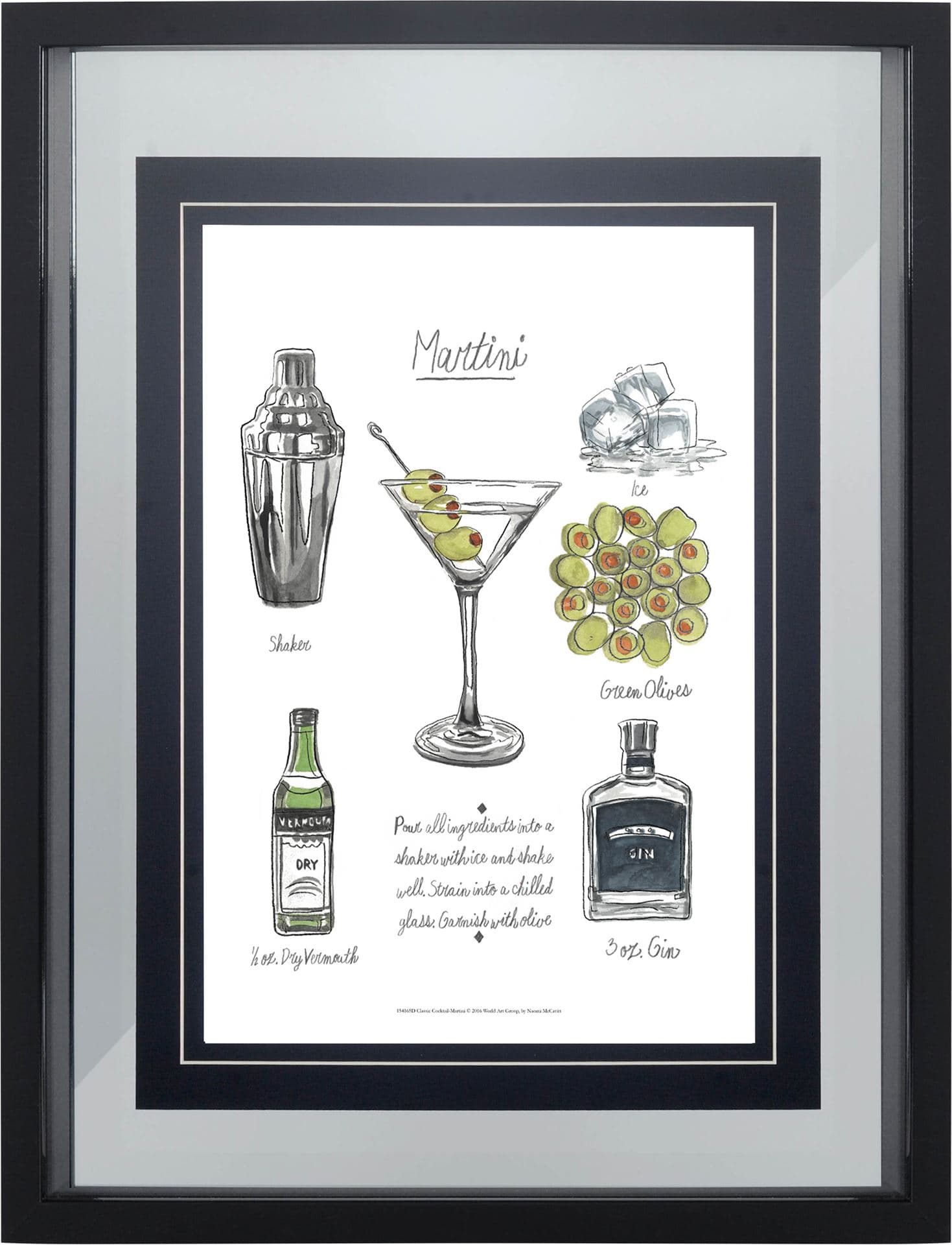 Classic Cocktail - Martini by Naomi McCavitt a Framed Art Print Matted under Glass — product photograph