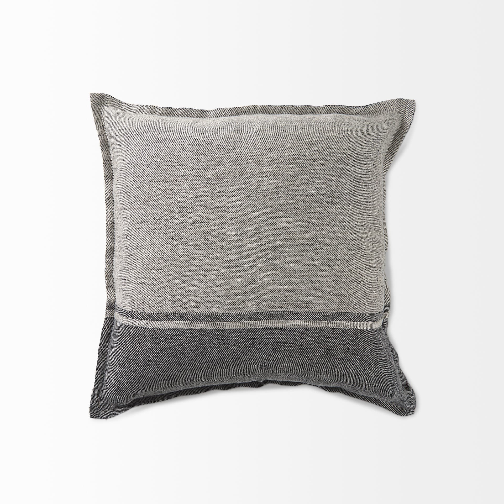 Zadie 20x20 Light Gray and Dark Gray Fabric Color Blocked Pillow Cover — product photograph