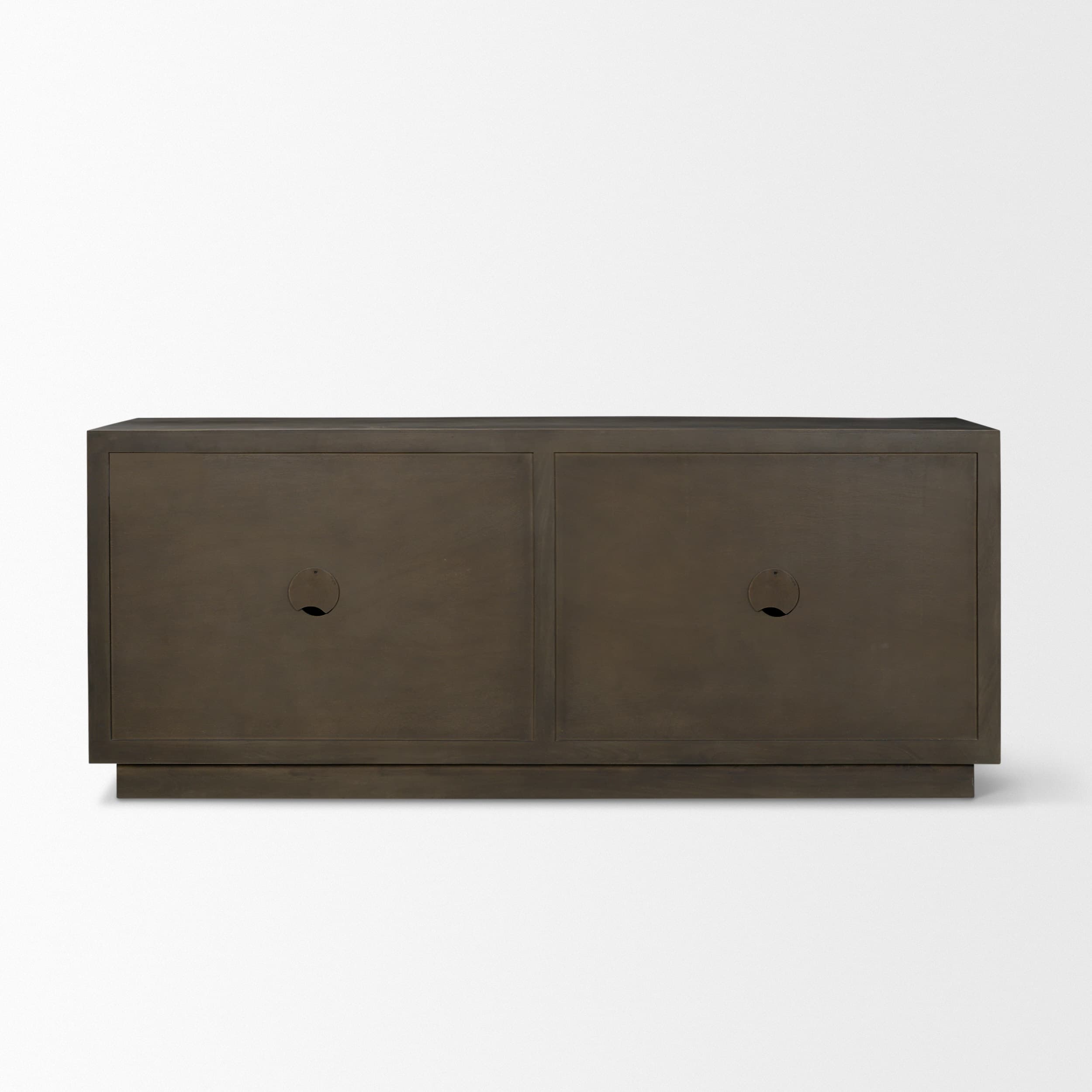 Cinder Distressed Dark Brown Wood Reeded 4-Door Closed Sideboard — product photograph