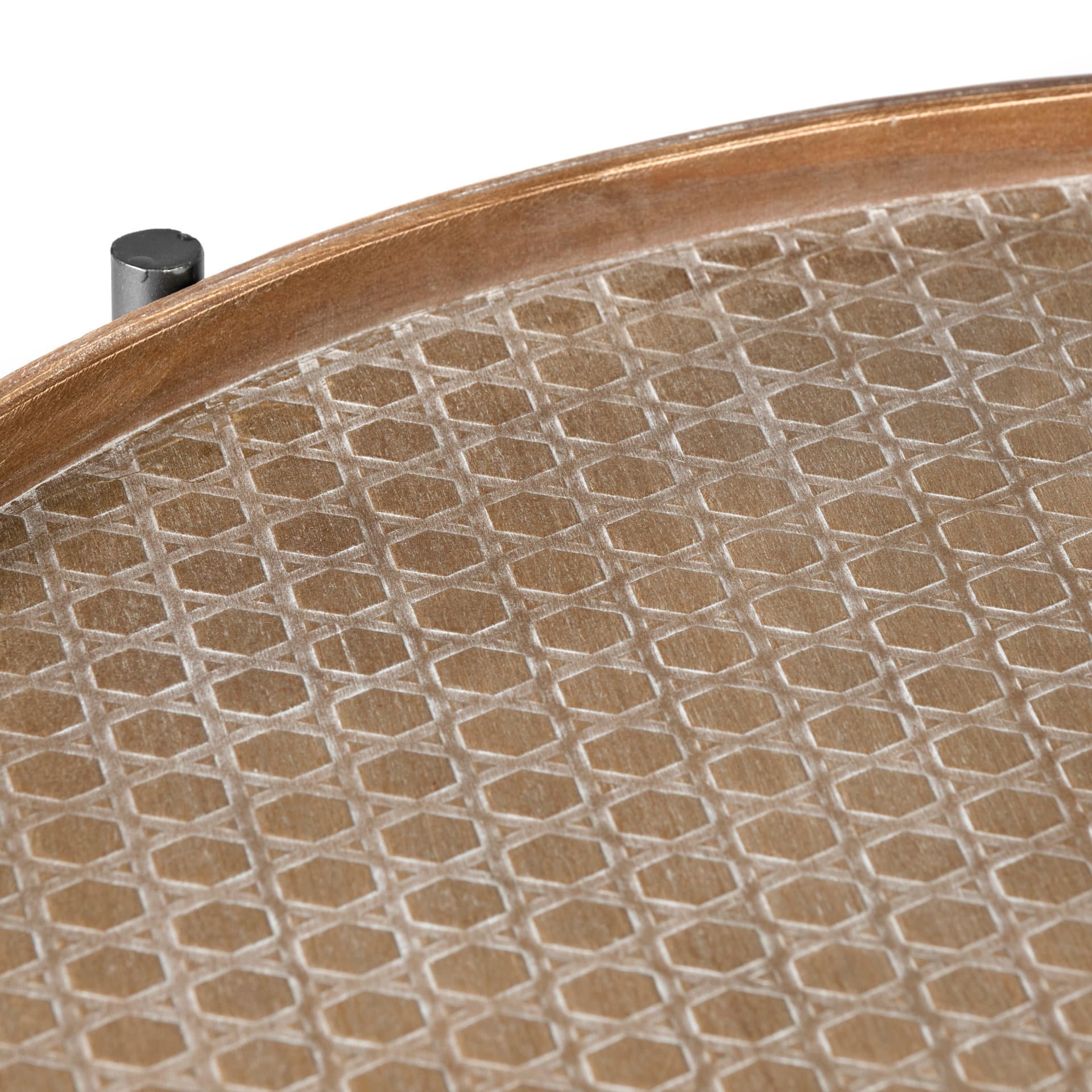 Kade 33" Round Brown Table Gray Metal Frame Two-Tier Coffee Table — product photograph