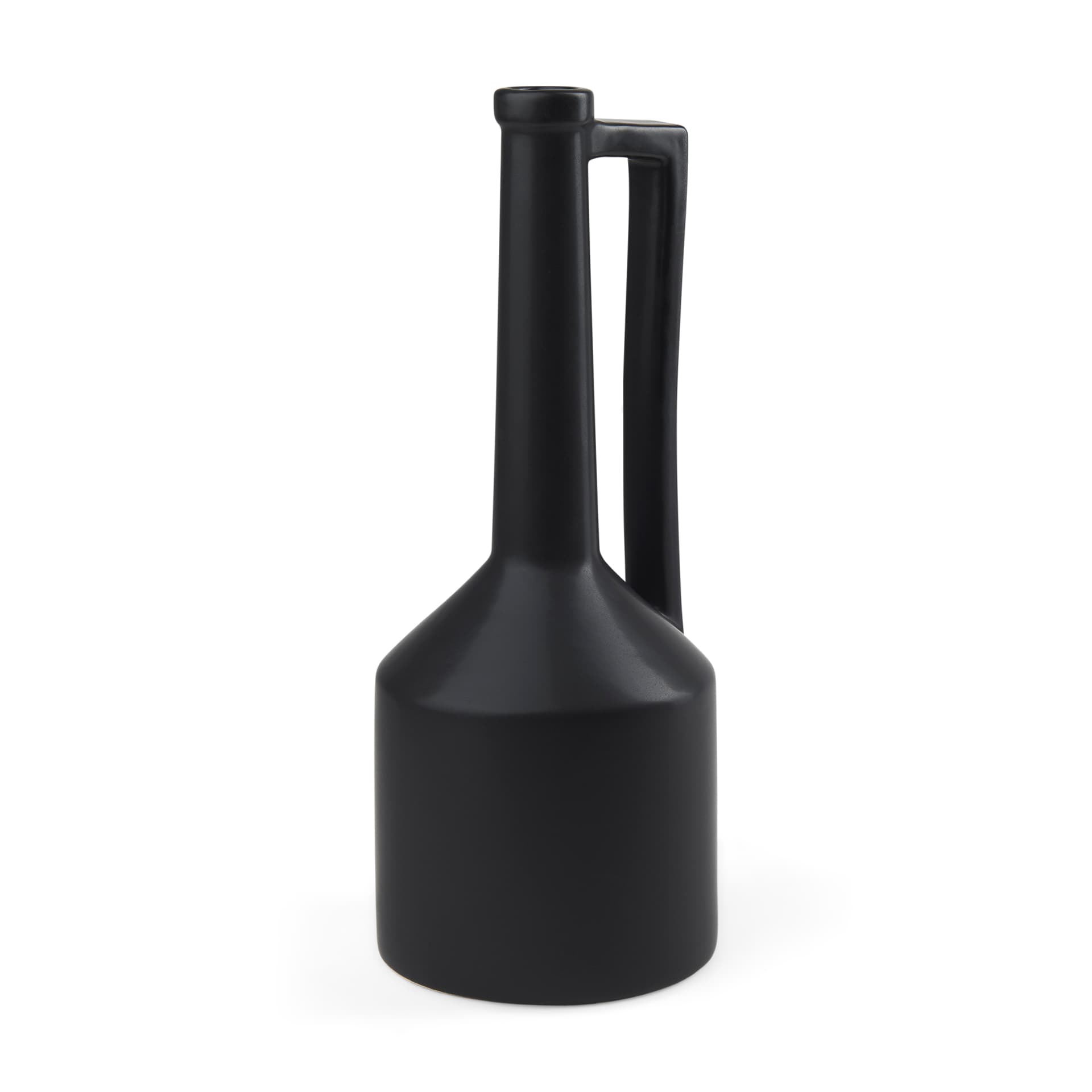 Burton 17.1H Large Matte Black Ceramic Jug Vase — product photograph
