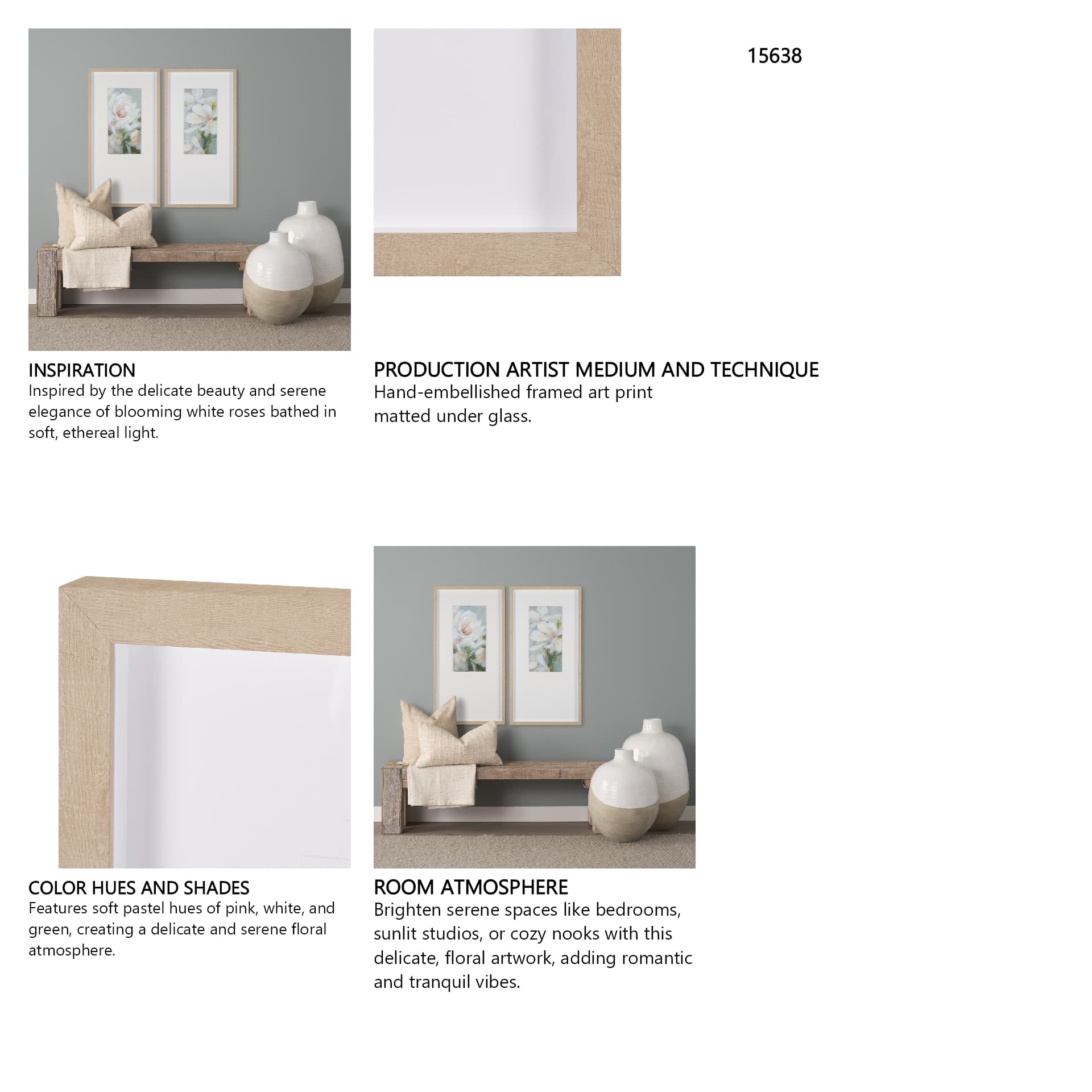 Aromatic Rose by Mercana Studio a Hand Embellished Framed Art Print Matted under Glass — in a styled room