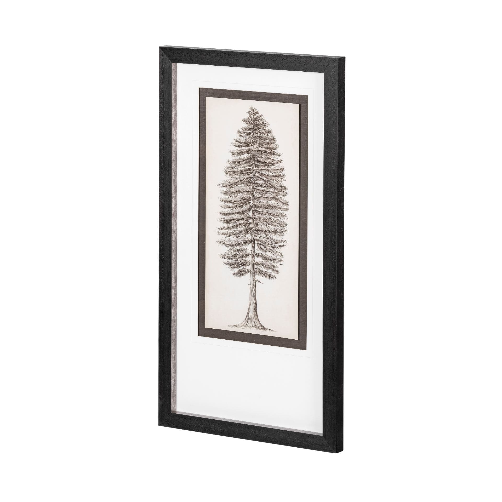 Pacific North West Tree Sketch II Melissa Wang Hand Embellished Framed Art Print Matted under Glass — product photograph