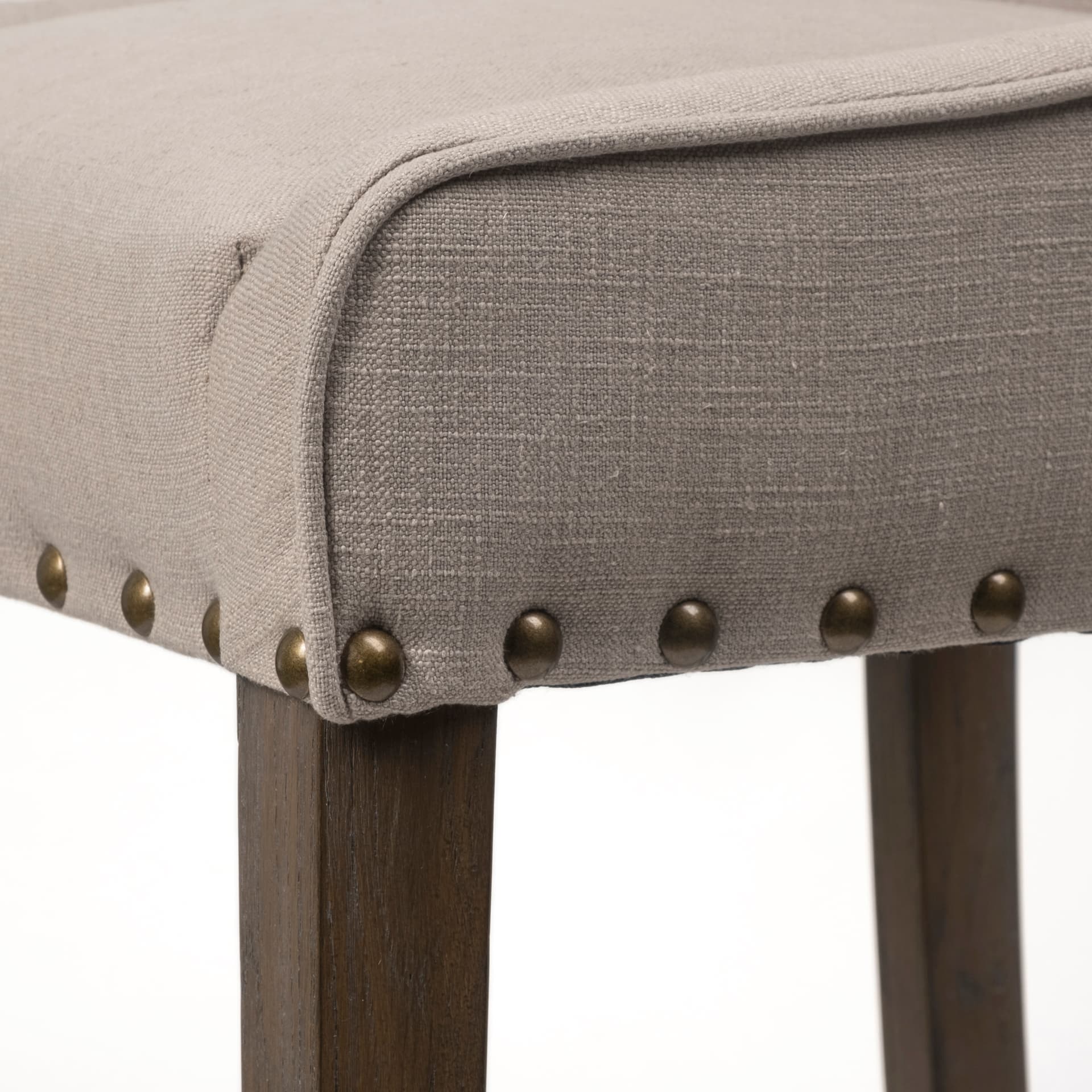 Kensington Low Back 27.5in Seat Counter Stool | Beige Fabric w/ Wood — product photograph