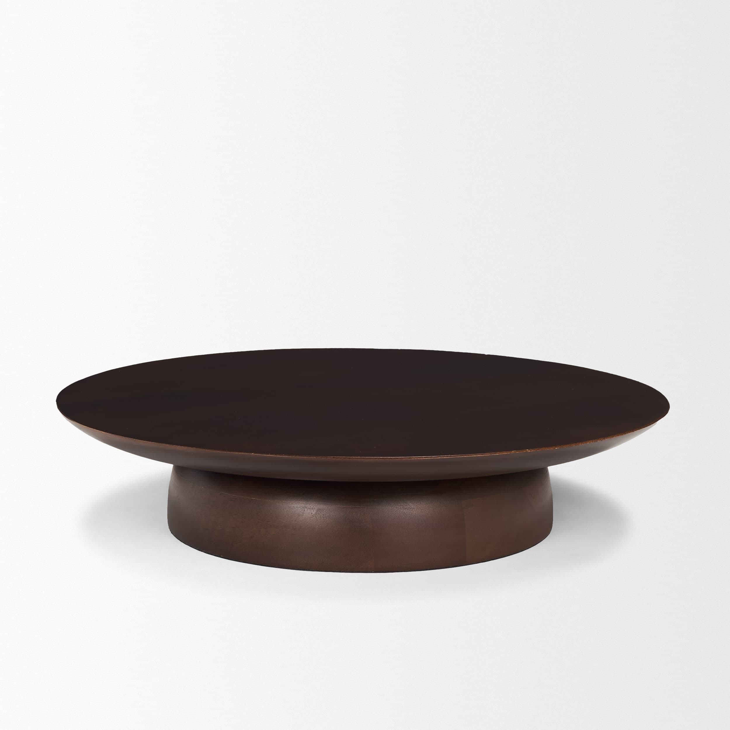 Sadira Large Mid-Dark Brown Solid Wood Round Riser — product photograph