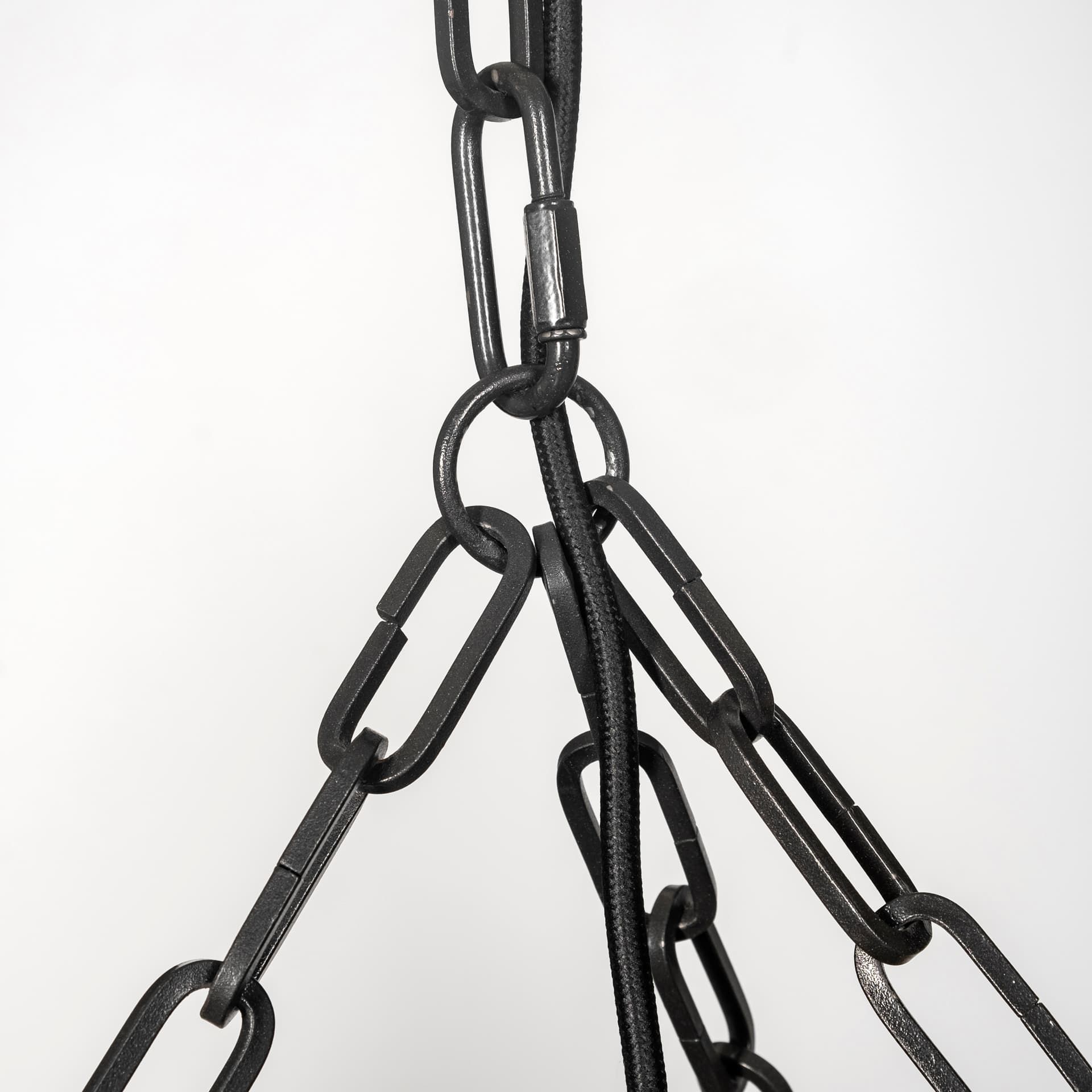 Liam I 32x30 Black Wooden Bead Bowl-Style Four Bulb Chandelier — product photograph