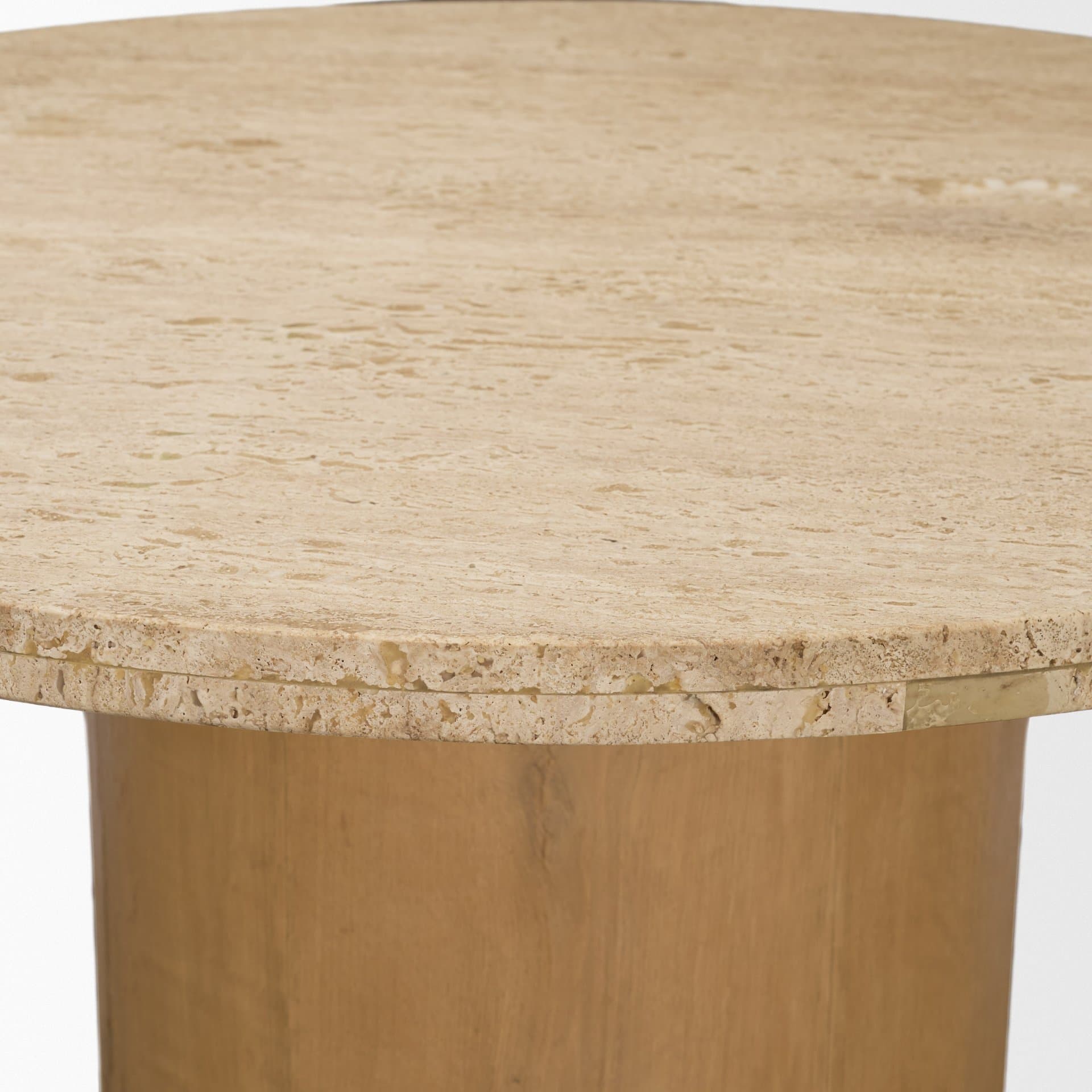 Siena 42" Round Pedestal Dining Table | Travertine | Seats 4 — product photograph