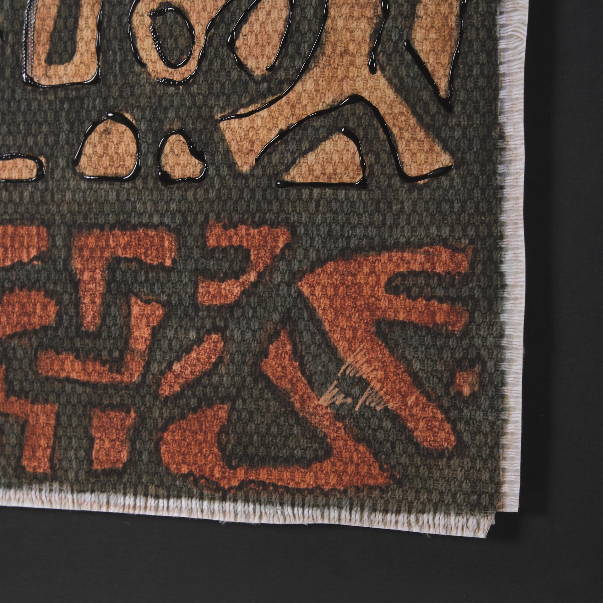 Mud Cloth Tapestry I by Mercana Studio a Hand Embellished Framed Art Print Matted under Glass — product photograph