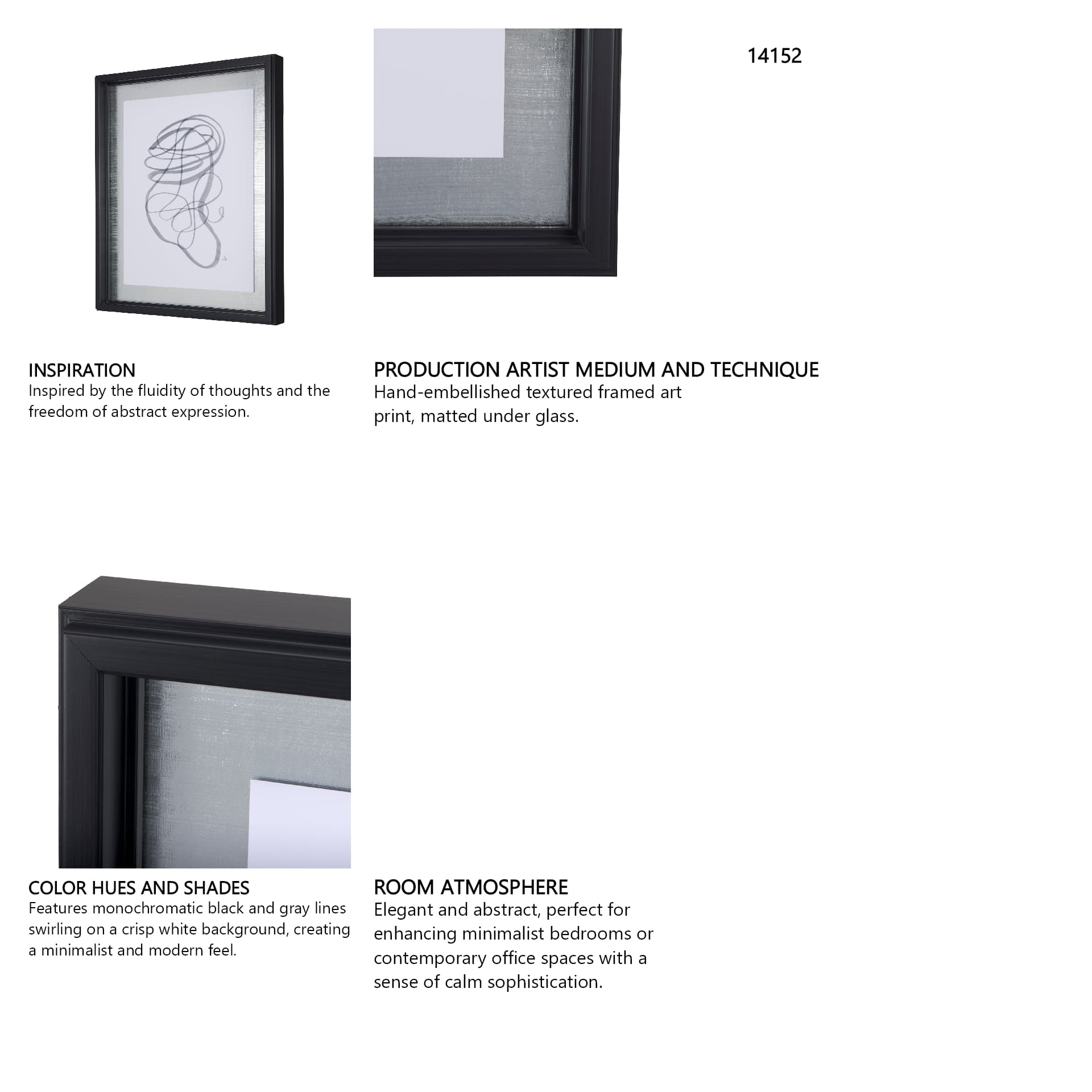 Lines VI by Mercana Studio a Hand Embellished Textured Framed Art Print Matted under Glass — in a styled room