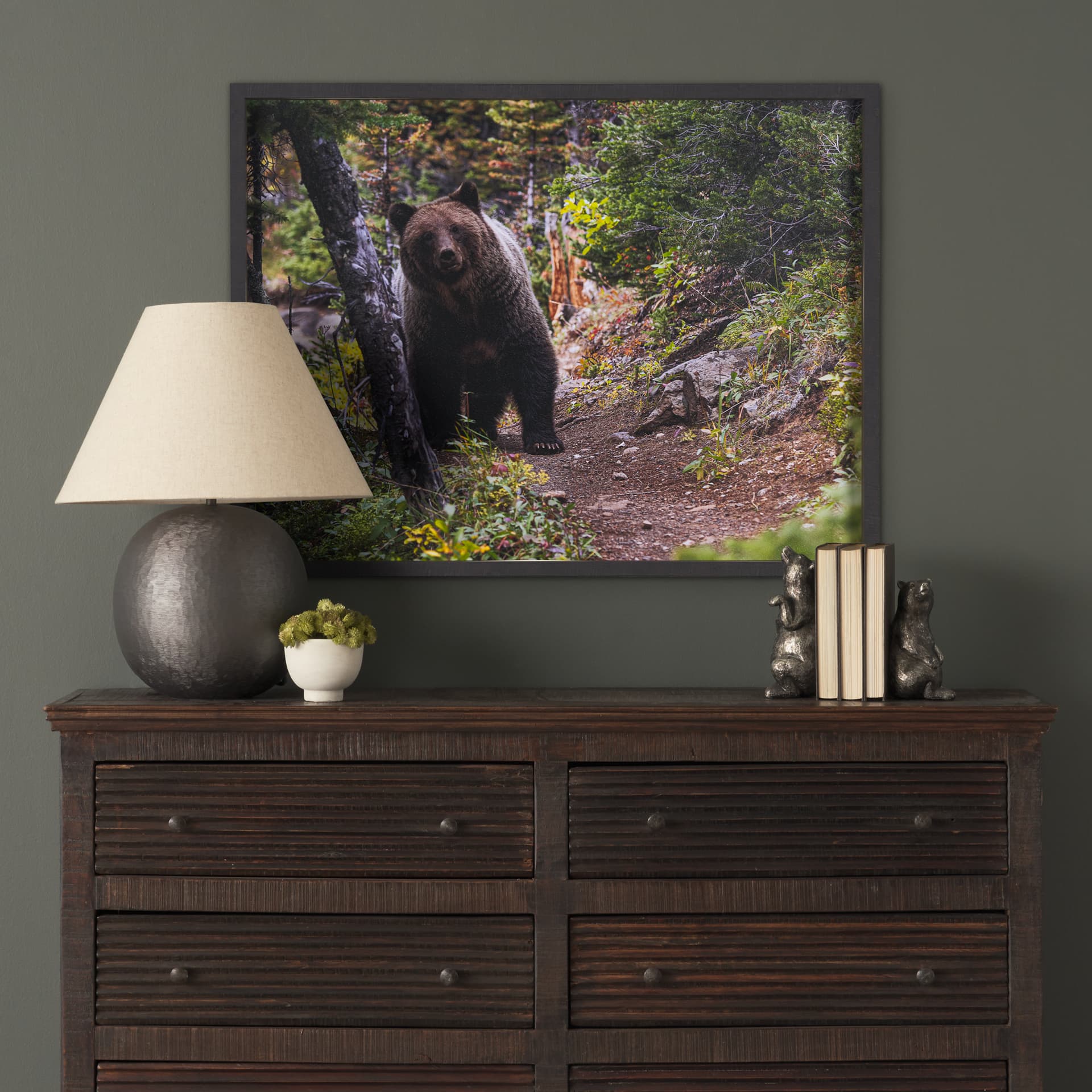 Coming Round the Bend by Gary Blatter Hand Embellished Textured Framed Photo Art Print Matted under — in a styled room
