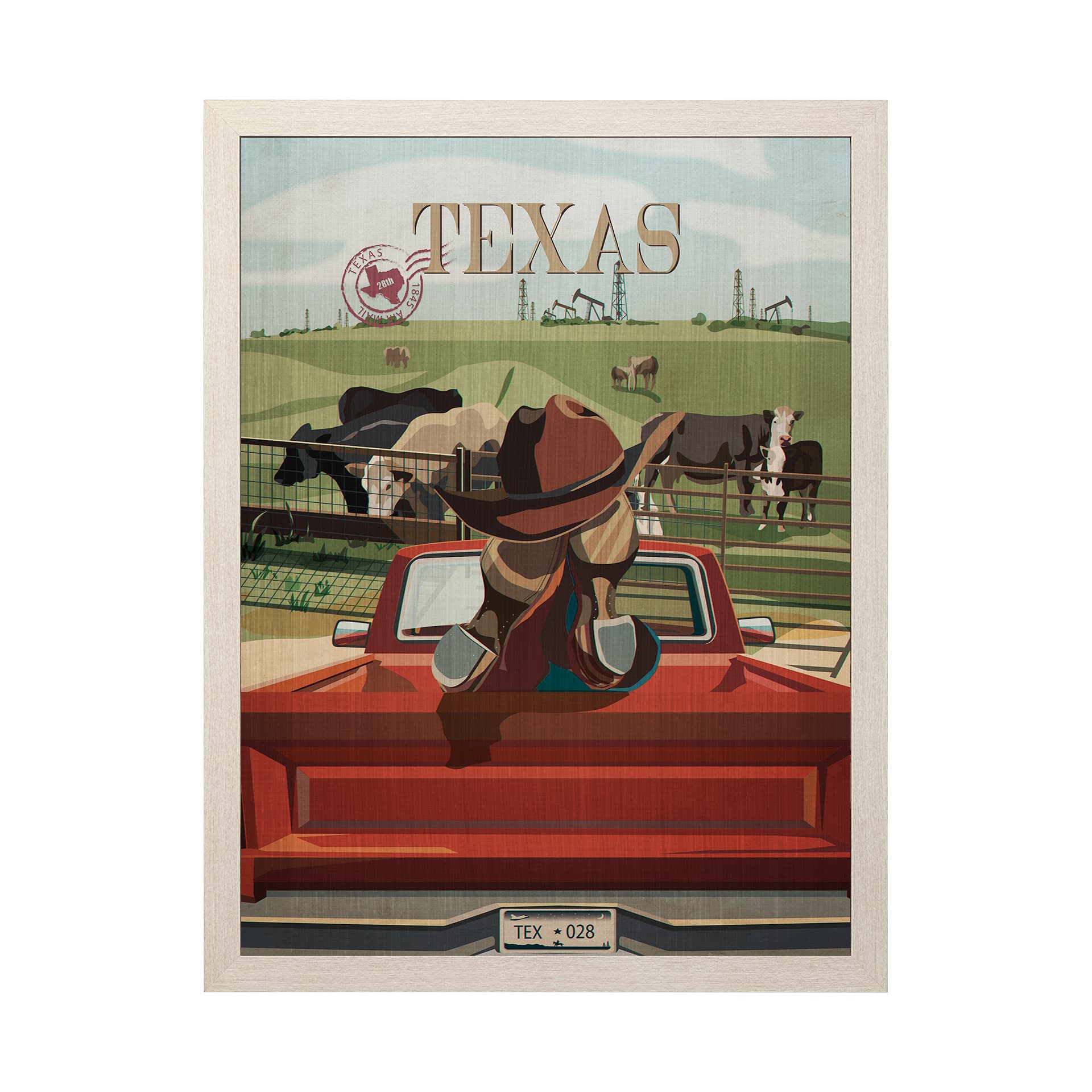 Texas Go USA (L) by Mercana Studio a Hand Embellished Decograph Framed Art Print — product photograph