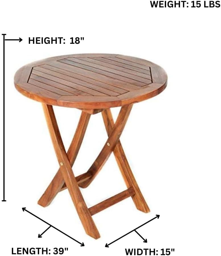 3-Piece Teak Bistro Table & Folding Chair Set — product photograph