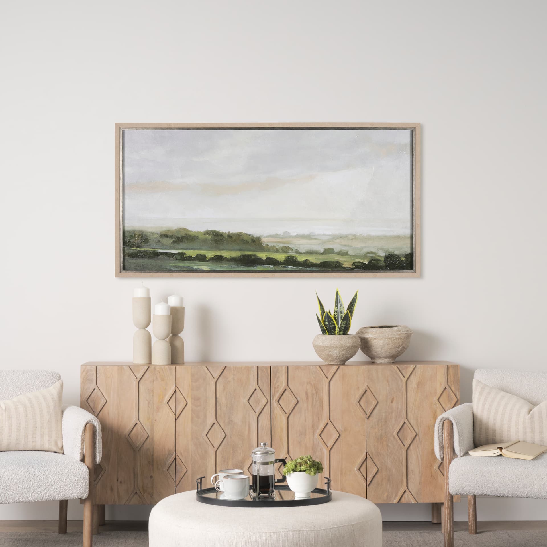 Morning Shadows by Mercana Studio a Hand Embellished Textured Framed Art Print — in a styled room