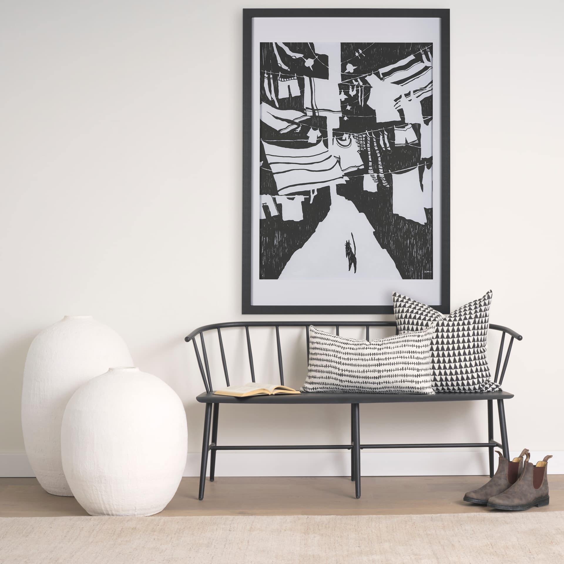 National Laundry Day by Mercana Studio Hand Embellished Textured Framed Art Print Matted under Glass — in a styled room