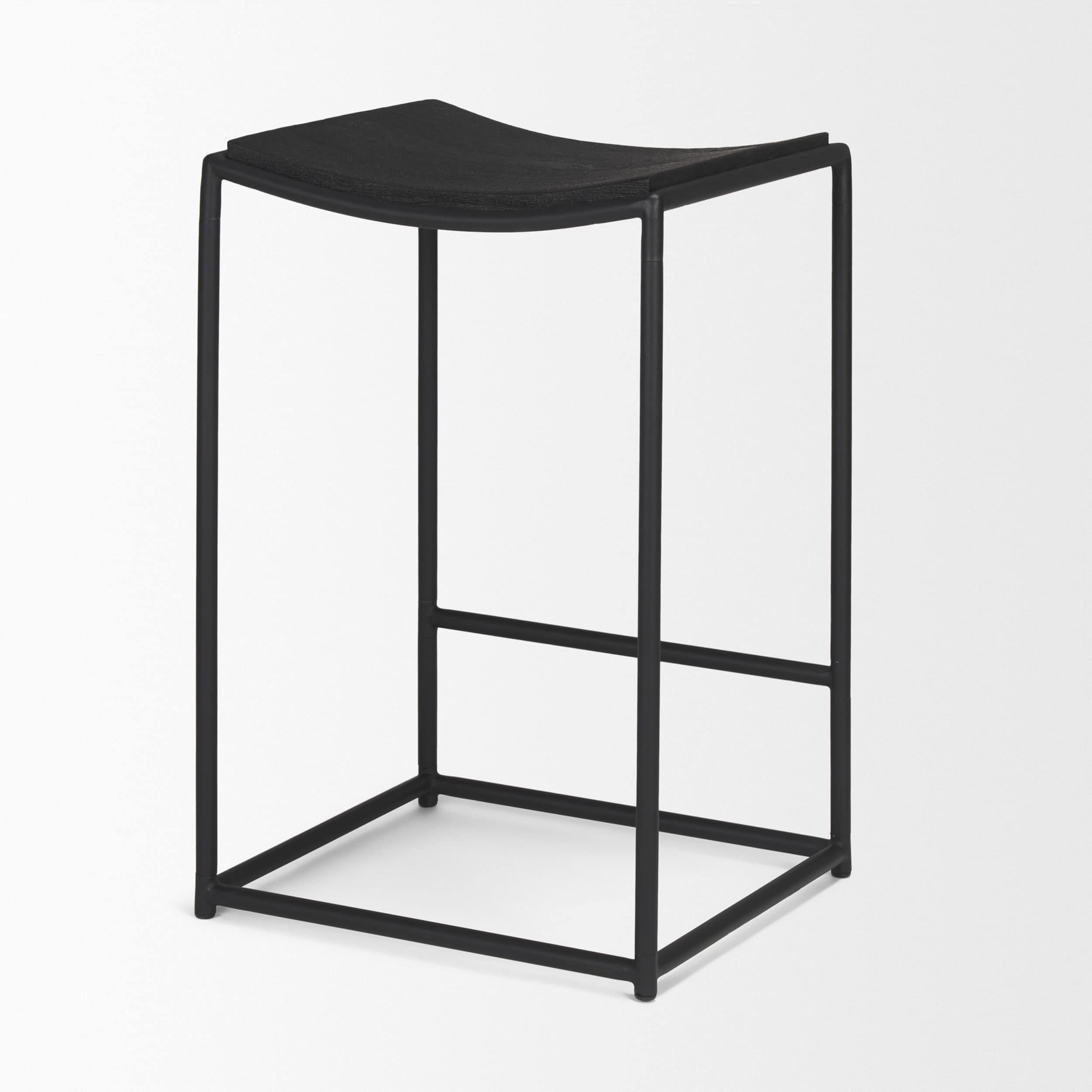 Taniel Backless 26in Seat Counter Stool | Black Wood w/ Black Metal — product photograph