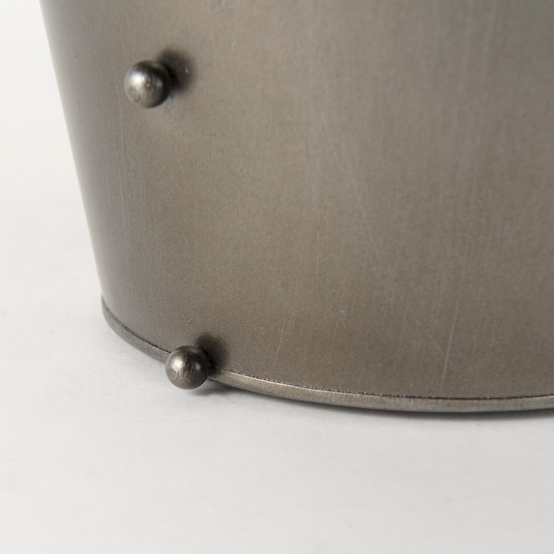 Elio 12.2H Large Gun Metal Gray Metal W/Studs Vase — product photograph