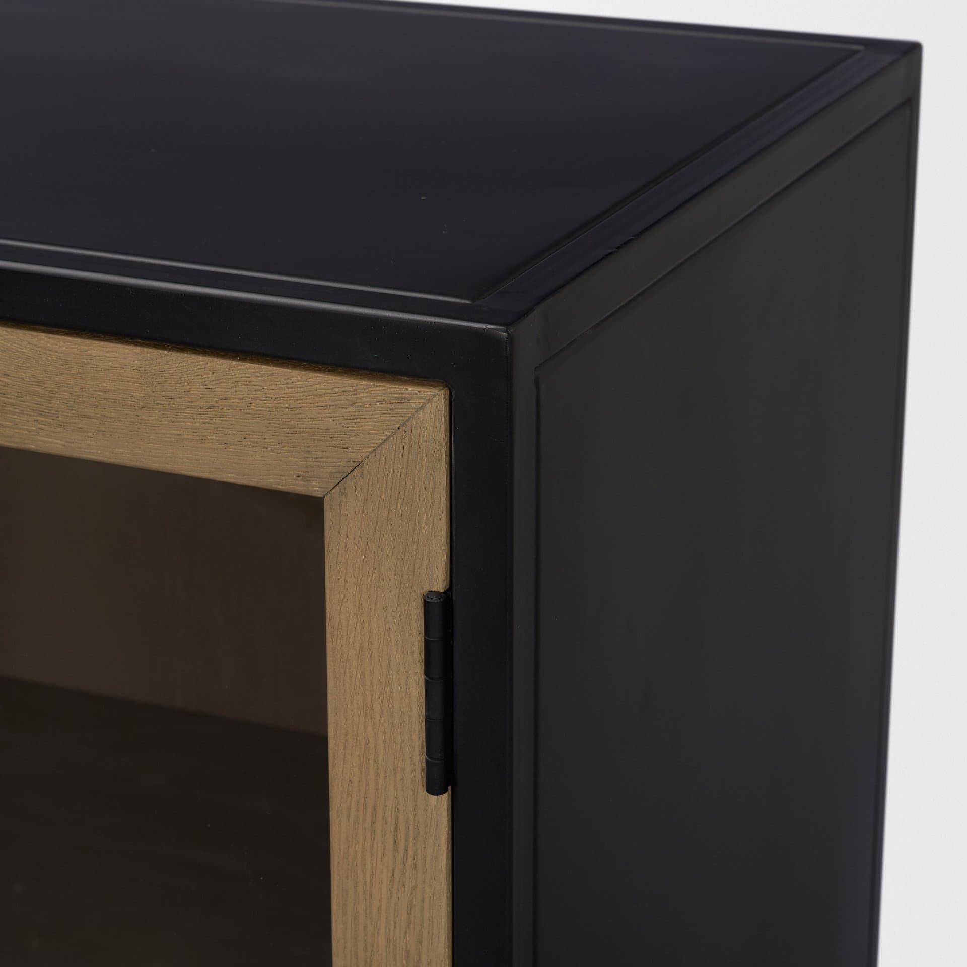 Sloan 40.0W Light Brown W/Black Metal Frame Accent Cabinet — product photograph