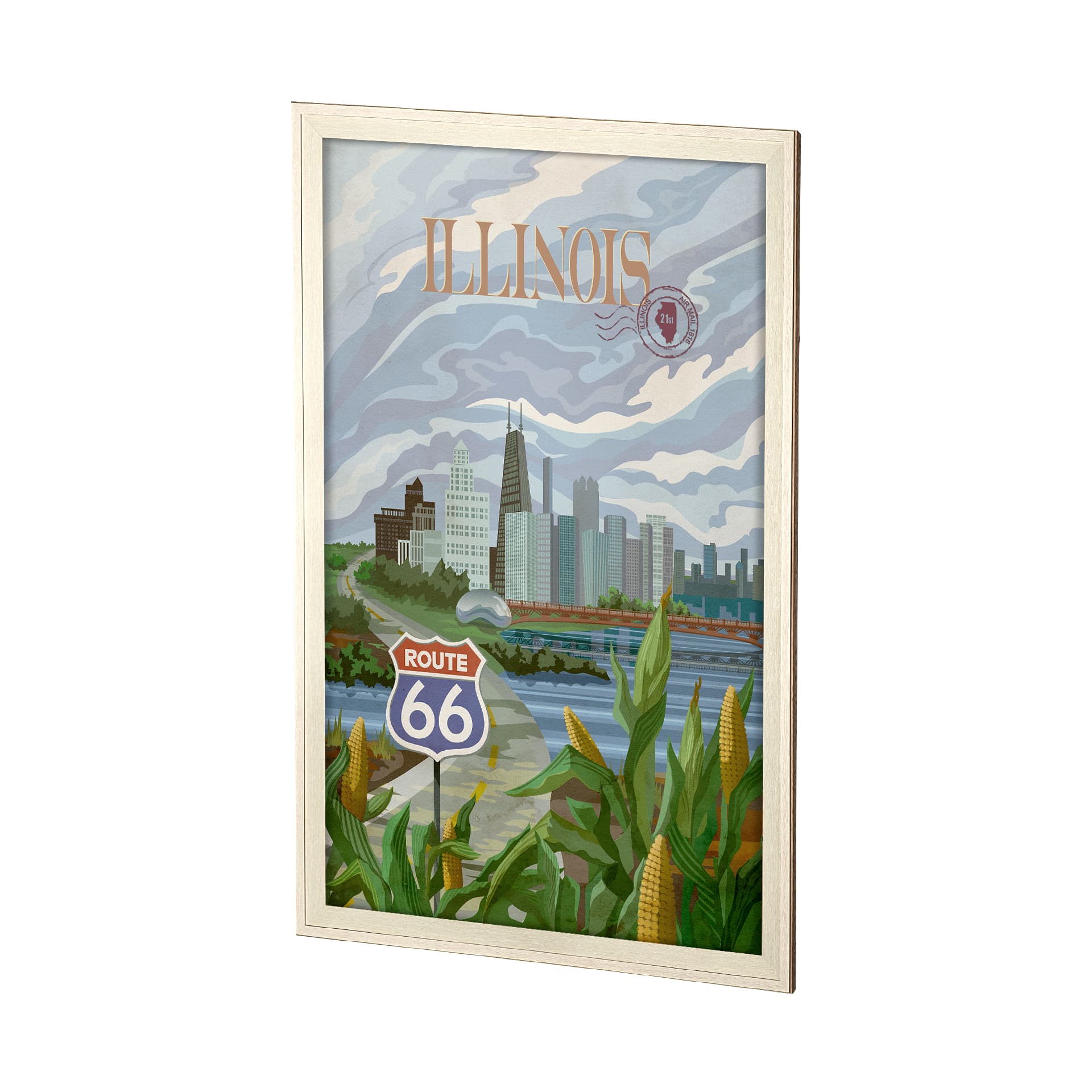 Illinois Go USA (XL) by Mercana Studio a Hand Embellished Decograph Framed Art Print under Glass — product photograph