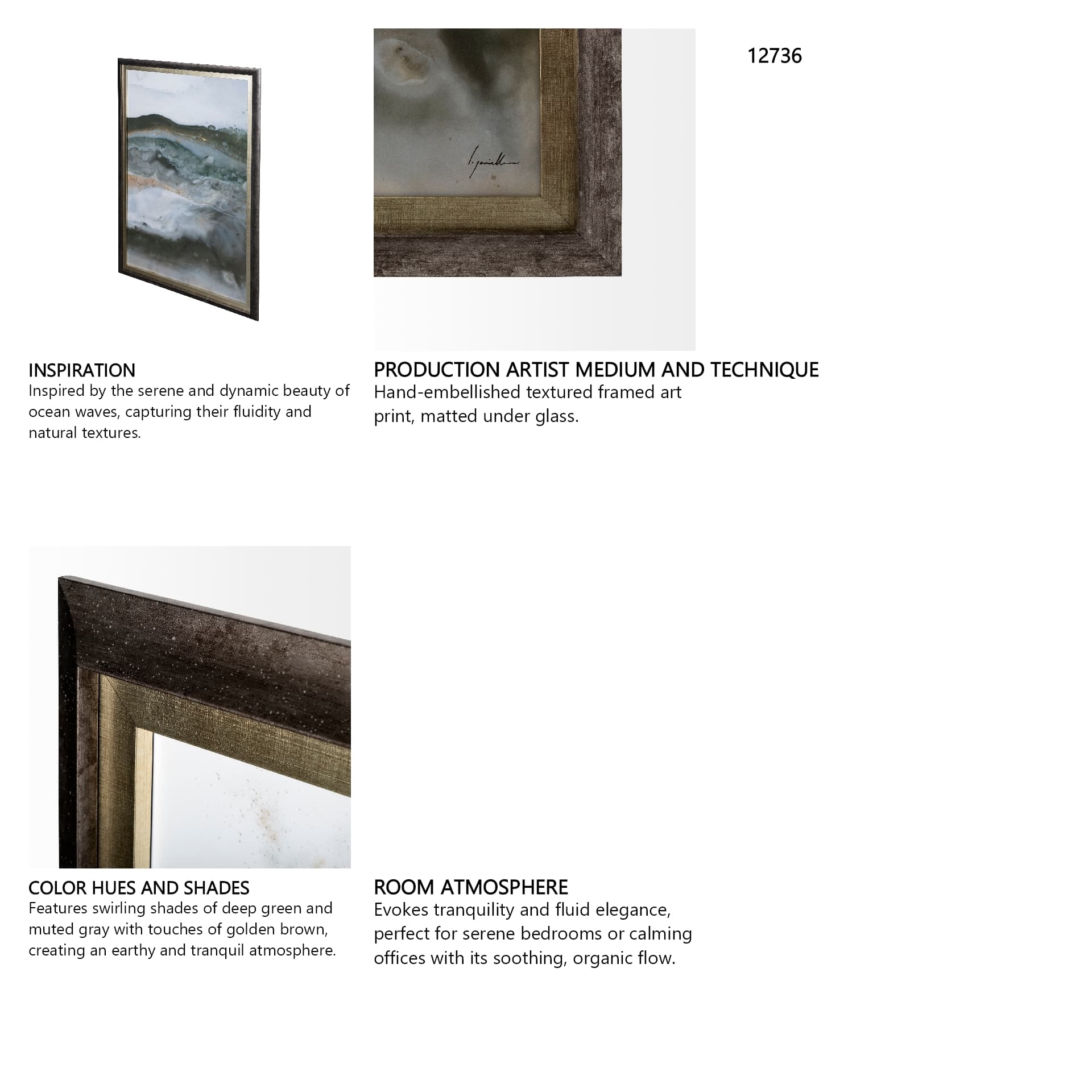 Equatorial Drift II by Mercana Studio Hand Embellished Textured Framed Art Print Matted under Glass — in a styled room