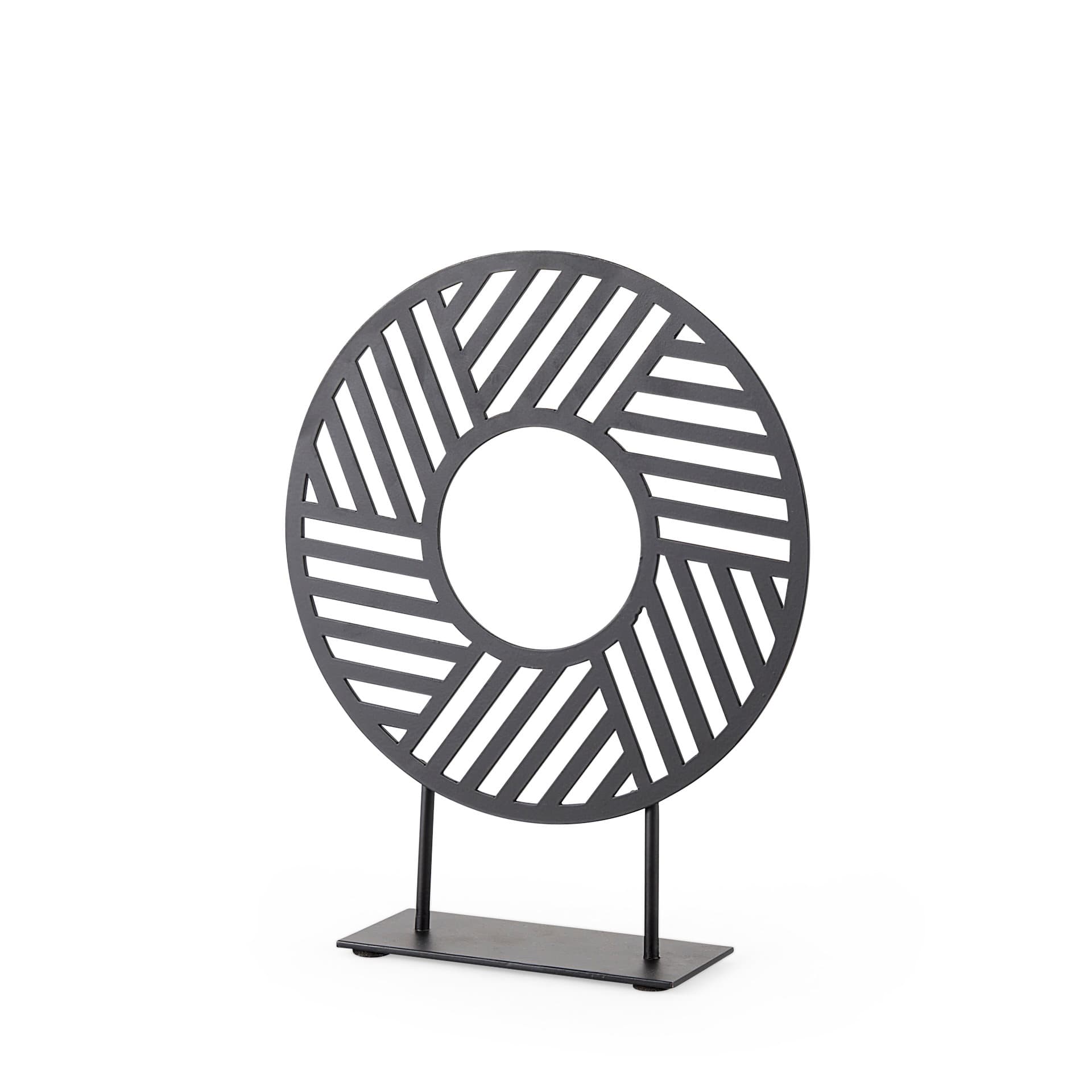 Micra 9.1L x 2.6W x 10.9H Matte Black Metal Decorative Object on a Stand — product photograph
