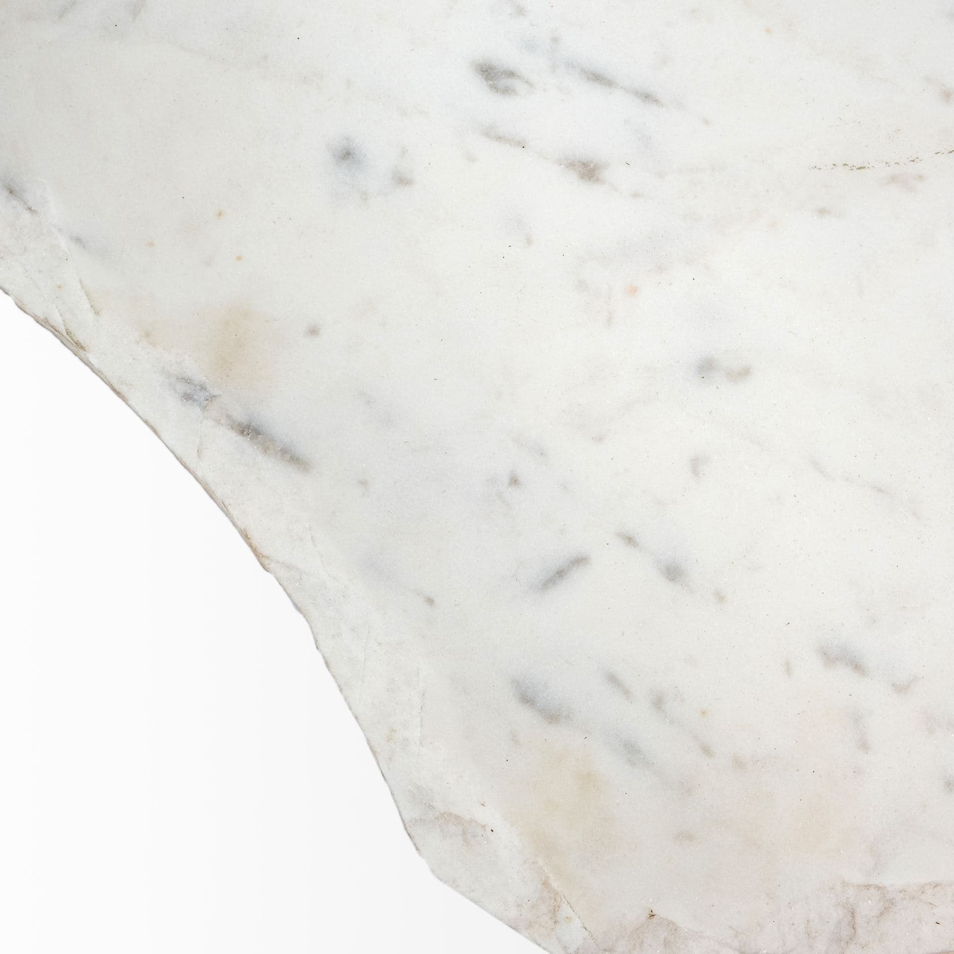 Pinera II 19L x 19W White Marble W/ Triangluar Gold Iron Base Accent Table — product photograph
