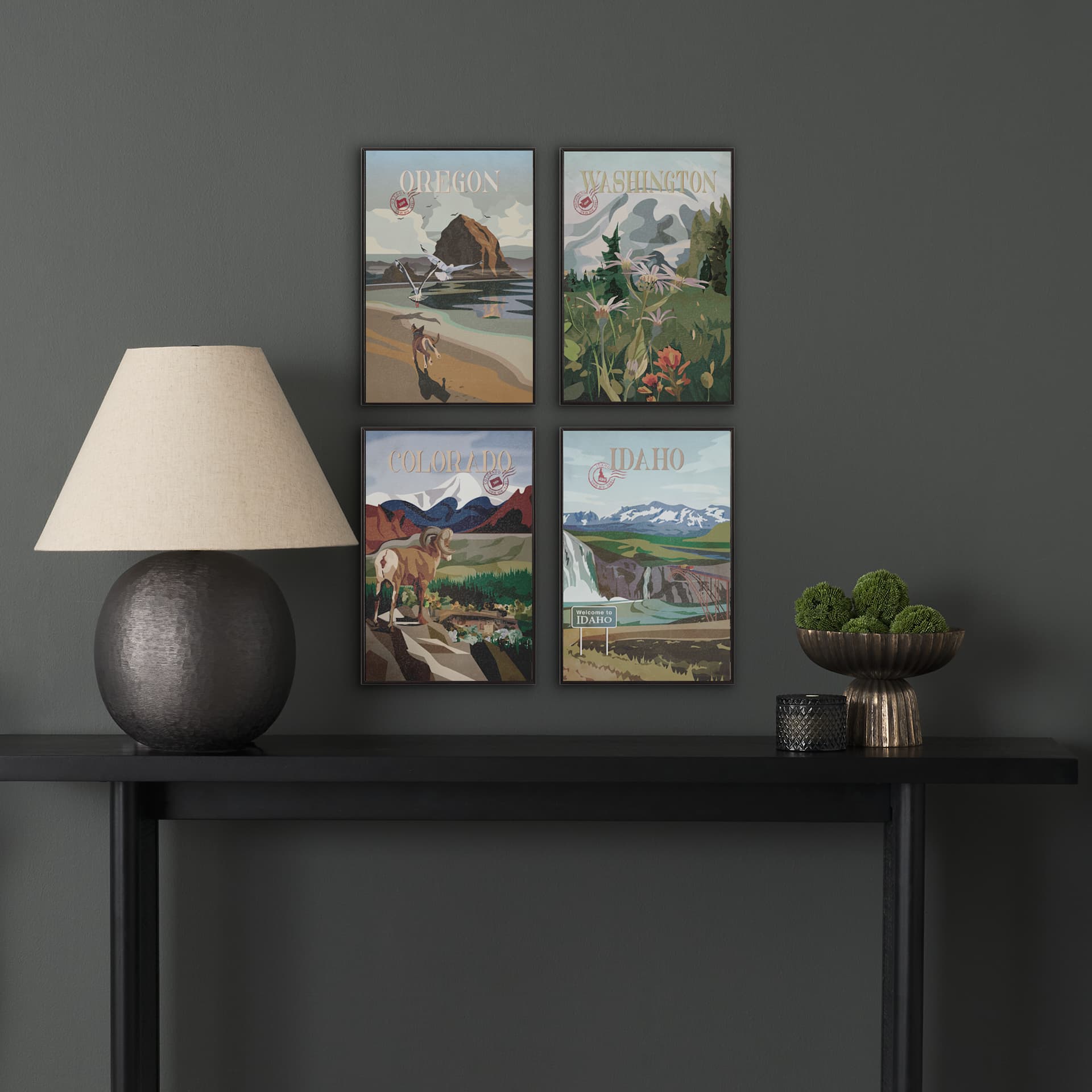 Colorado Go USA (SM) by Mercana Studio a Hand Embellished Decograph Framed Art Print — in a styled room