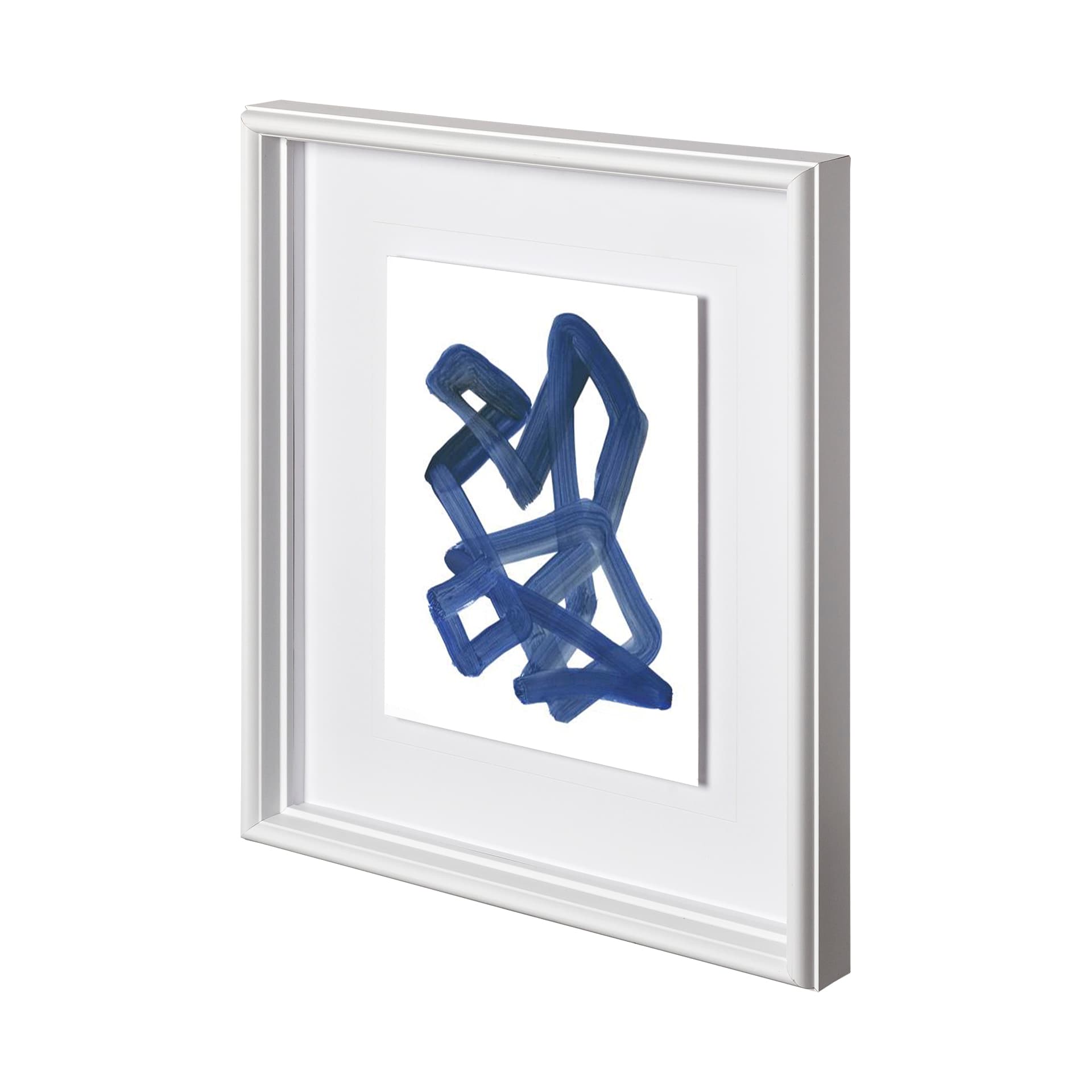 Continuous Blue 1 by Lora Gold a Hand Embellished Textured Framed Art Print Matted under Glass — product photograph